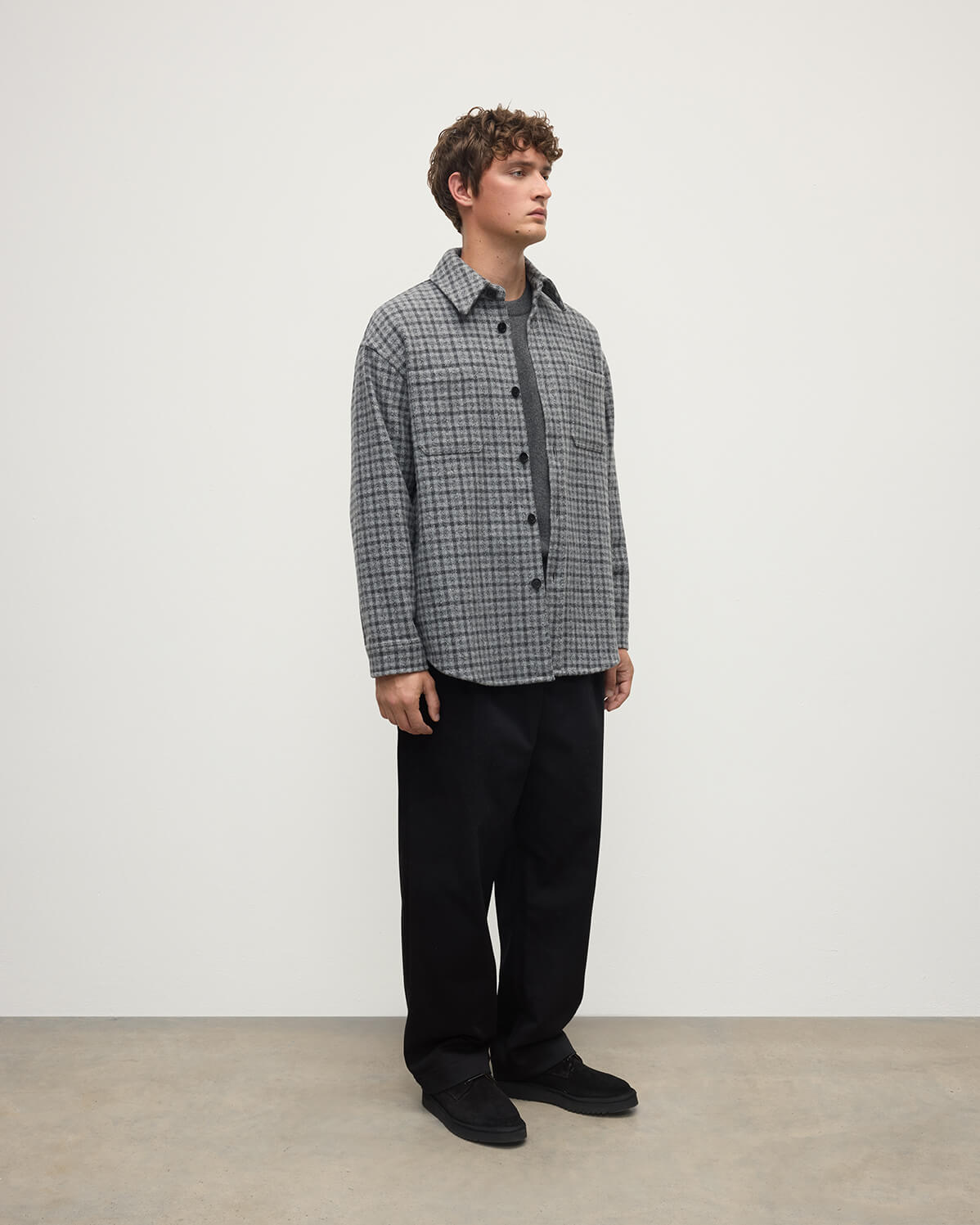 Cashmere Wool Blend Grey Overshirt