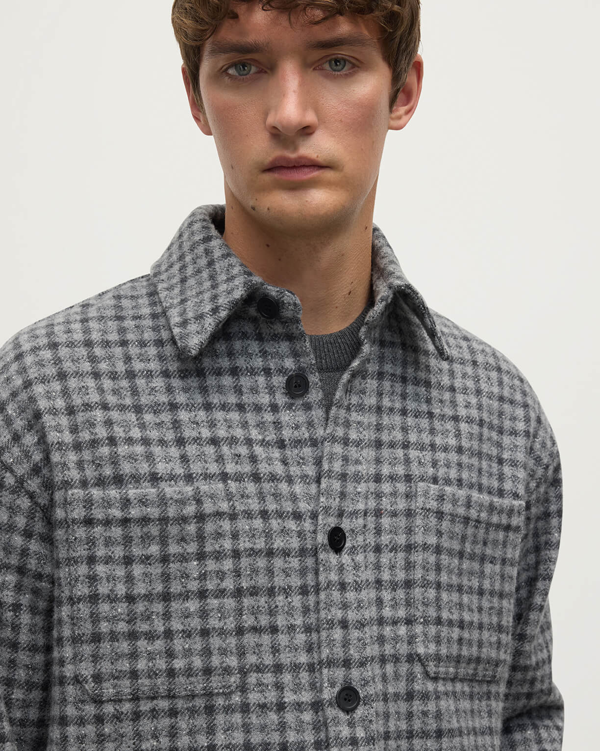 Cashmere Wool Blend Grey Overshirt
