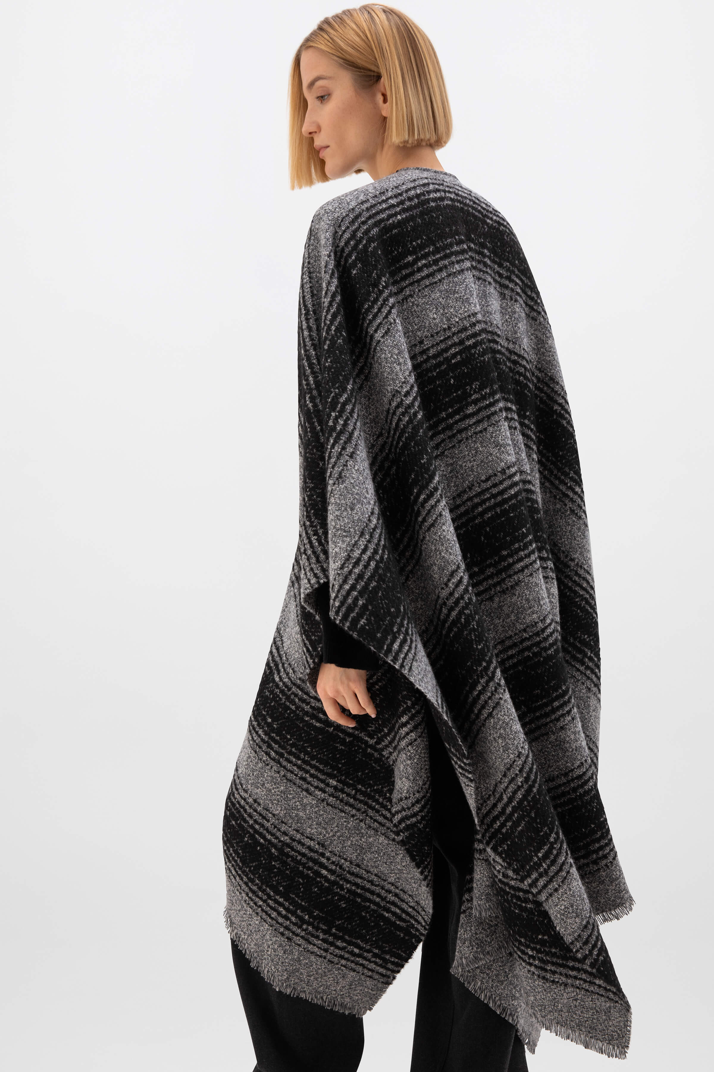 Textural Ombré Charcoal Cape