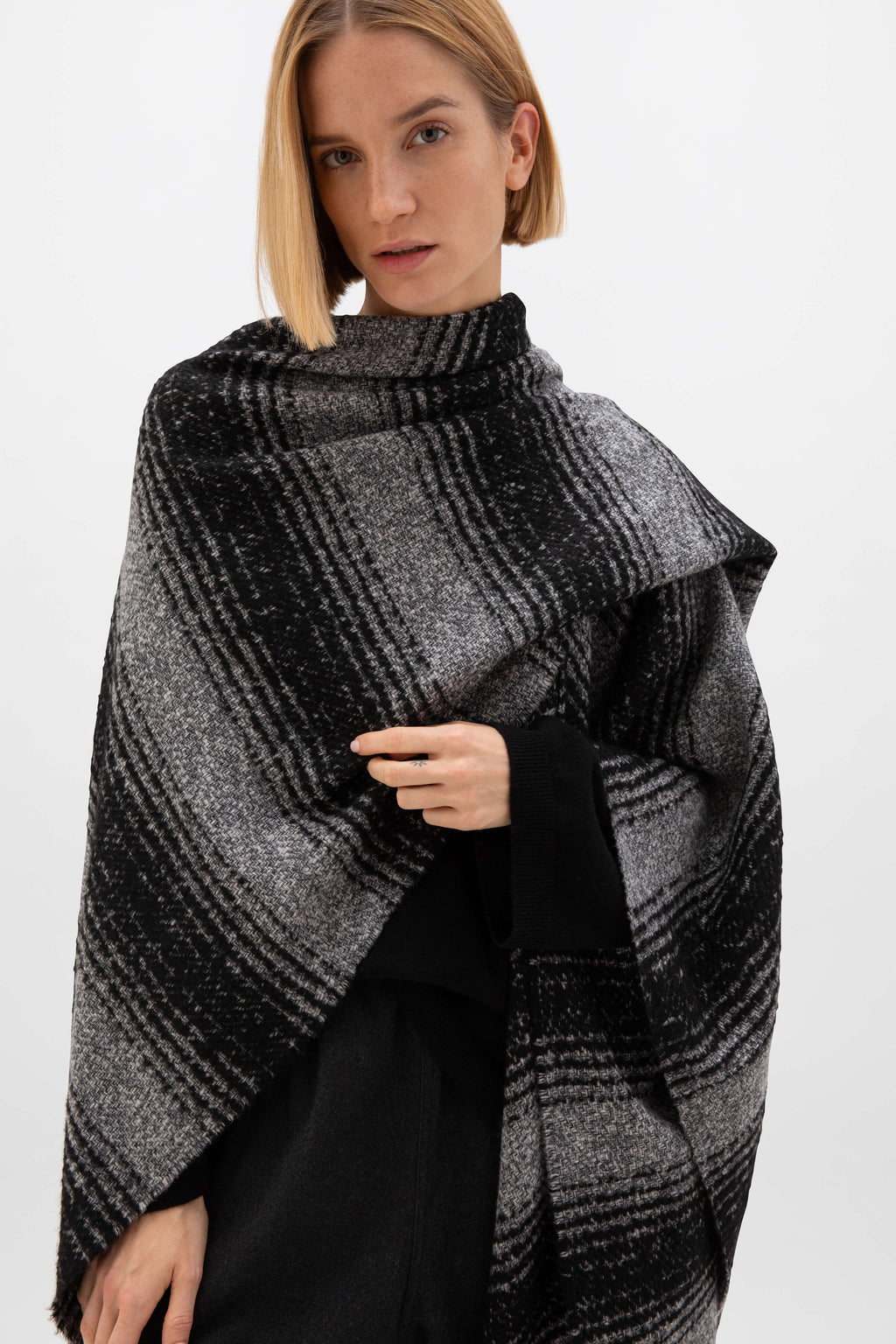 Textural Ombré Charcoal Cape
