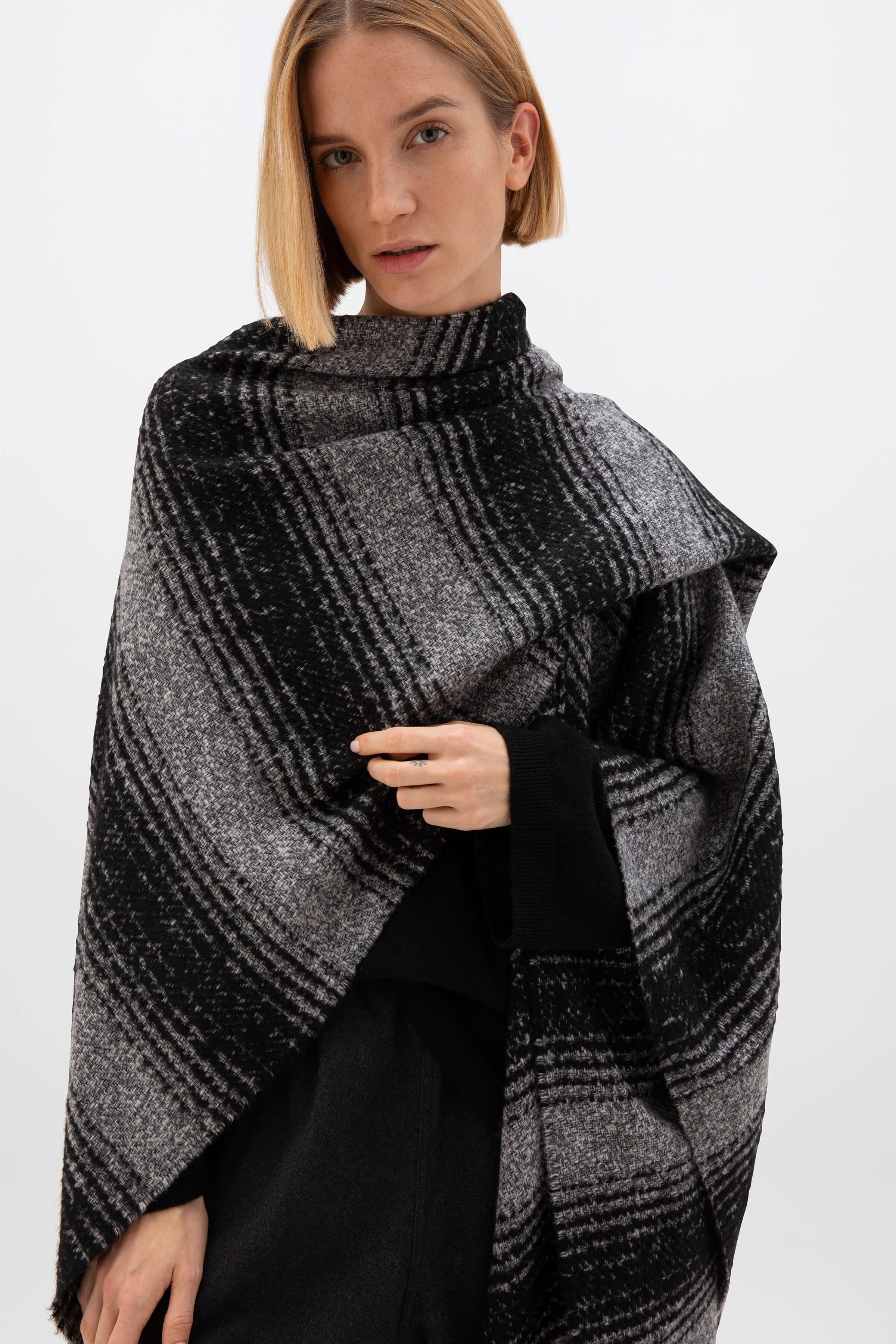 Textural Ombré Charcoal Cape