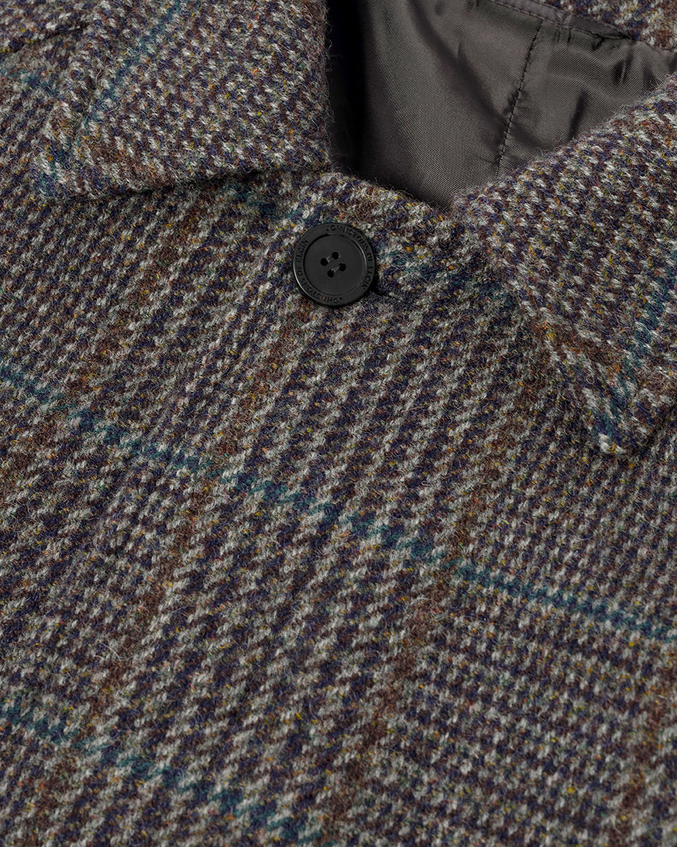 'The Balmacaan' Coat | Dark Slate Check
