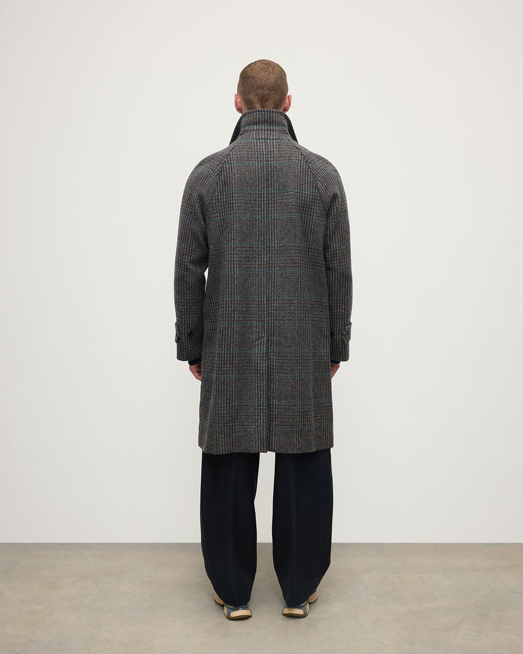 'The Balmacaan' Coat | Dark Slate Check