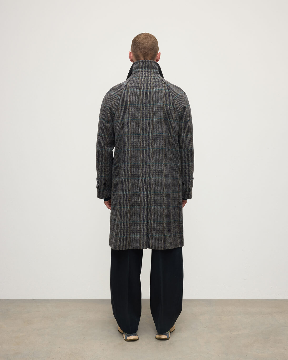 'The Balmacaan' Coat | Dark Slate Check