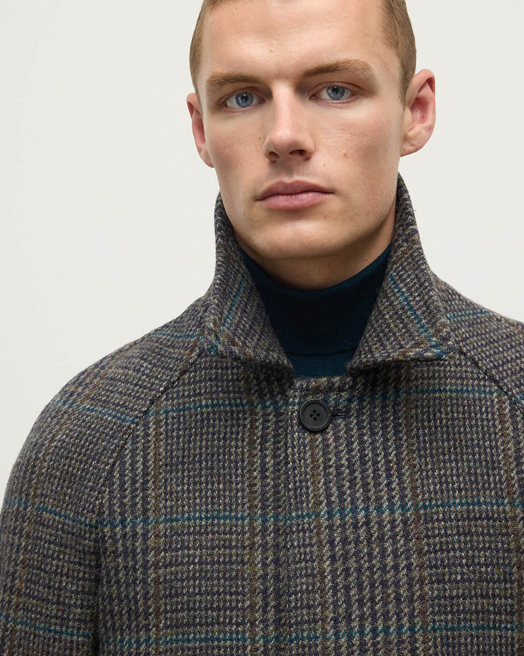 'The Balmacaan' Coat | Dark Slate Check