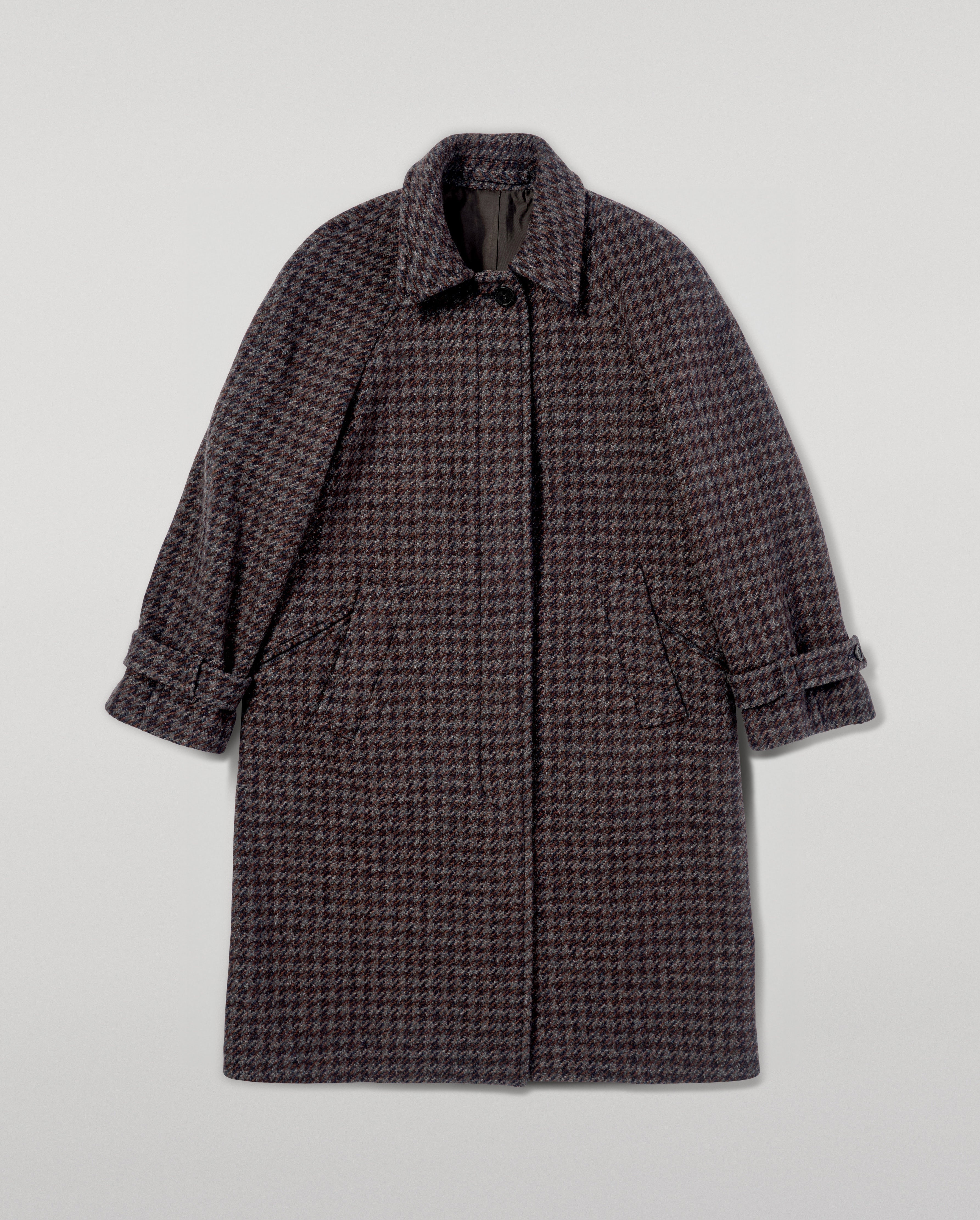 Women's Balmacaan Coat | Shale Houndstooth