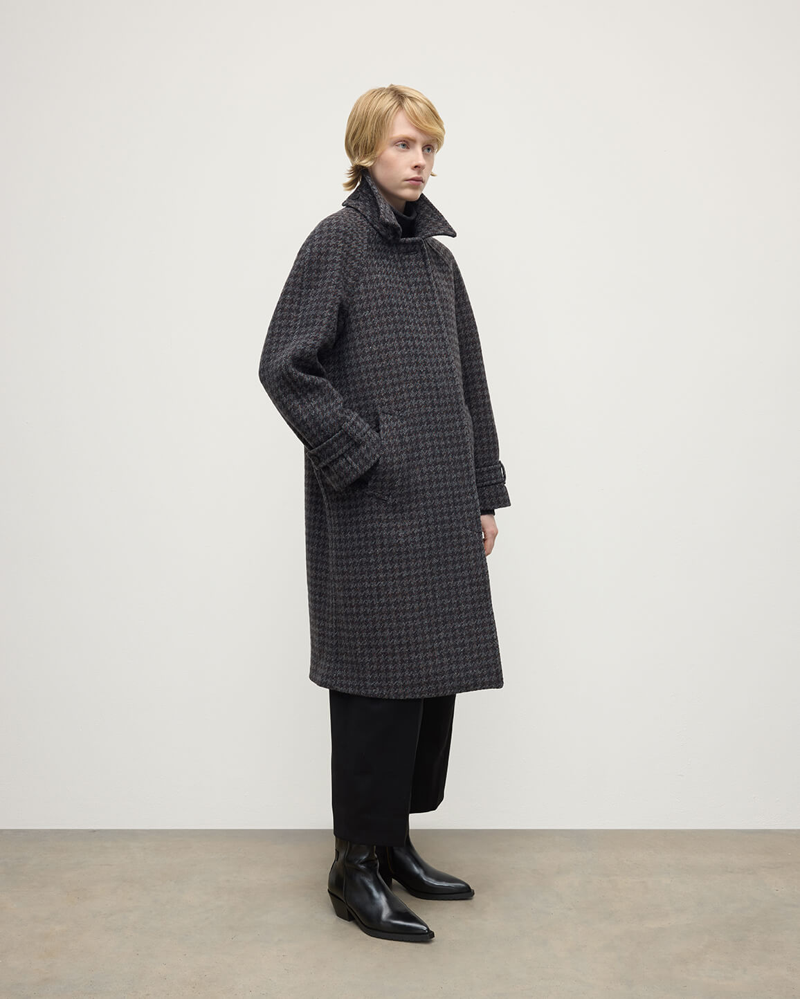 Women's Balmacaan Coat | Shale Houndstooth