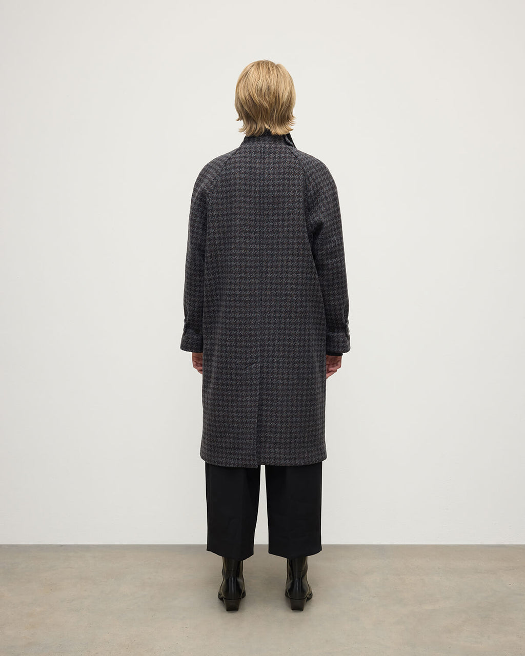 Women's Balmacaan Coat | Shale Houndstooth