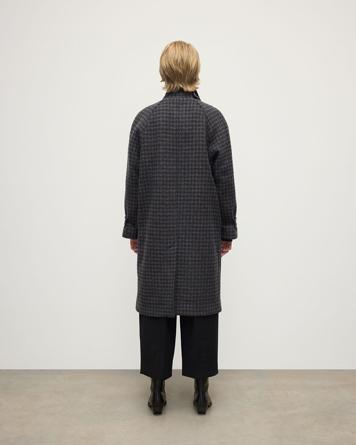 Women's Balmacaan Coat | Shale Houndstooth