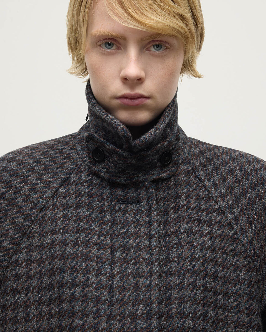 Women's Balmacaan Coat | Shale Houndstooth