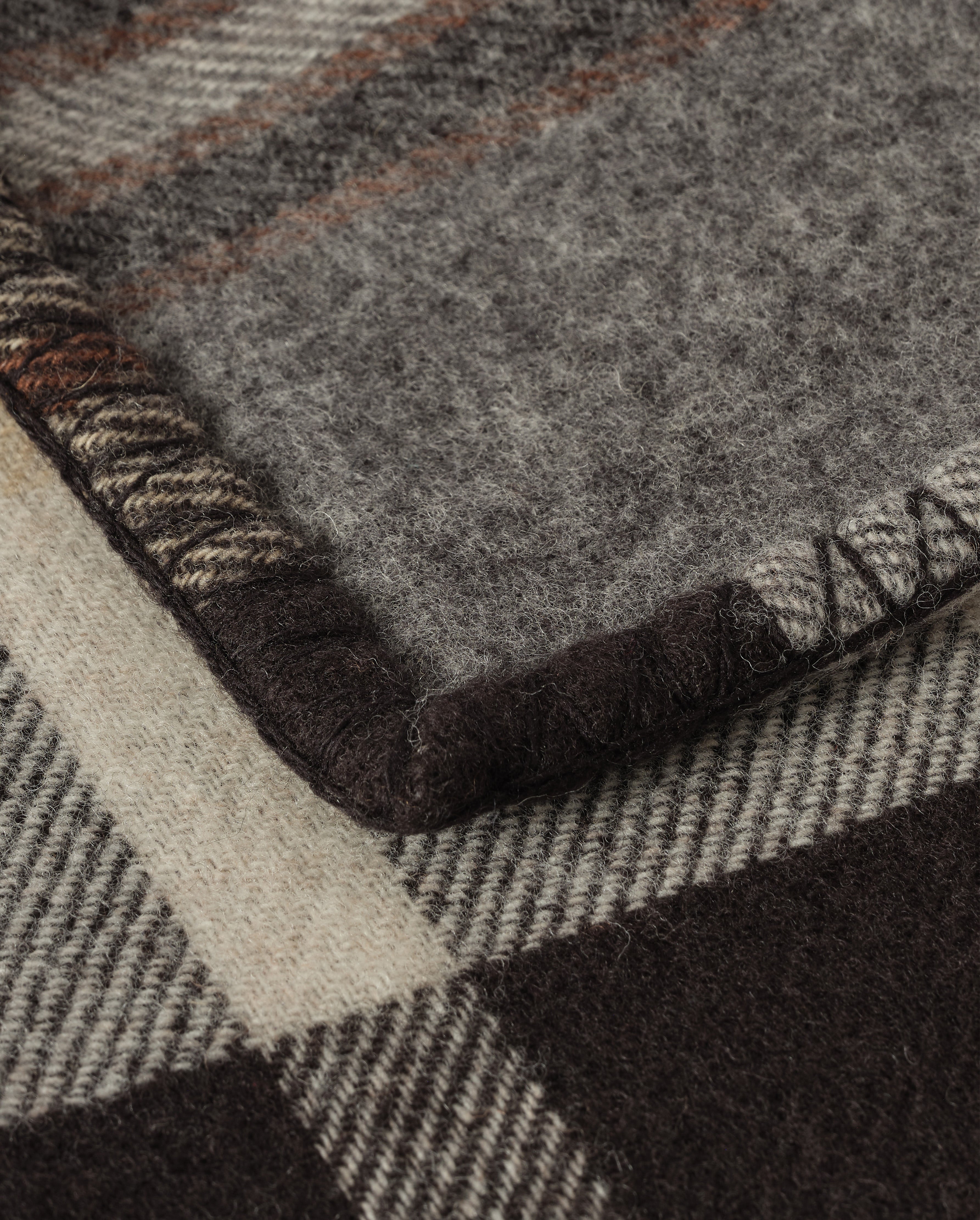 Double Face Black & Blue Wool Throw