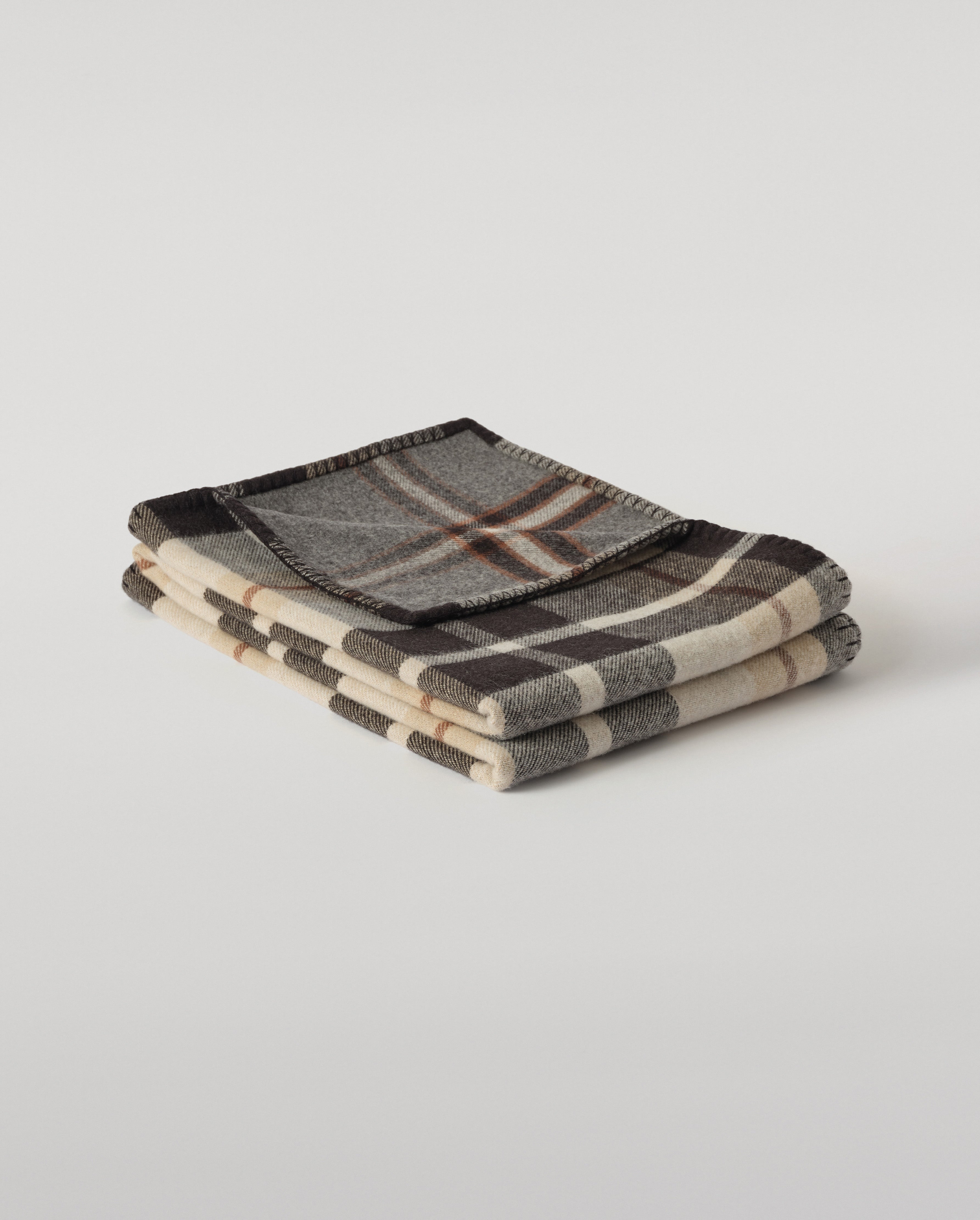 Double Face Black & Blue Wool Throw