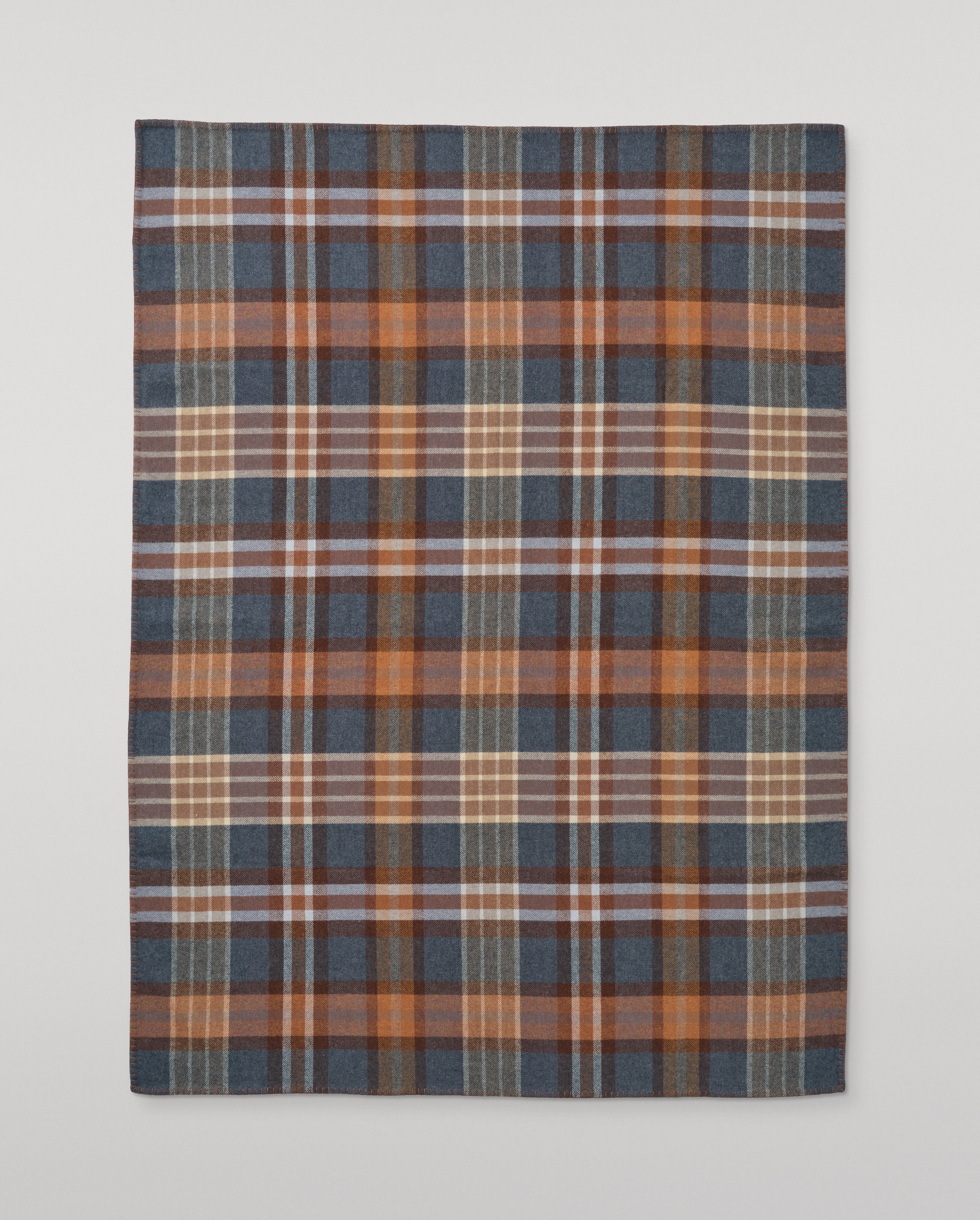 Double Face Blue & Brown Wool Throw