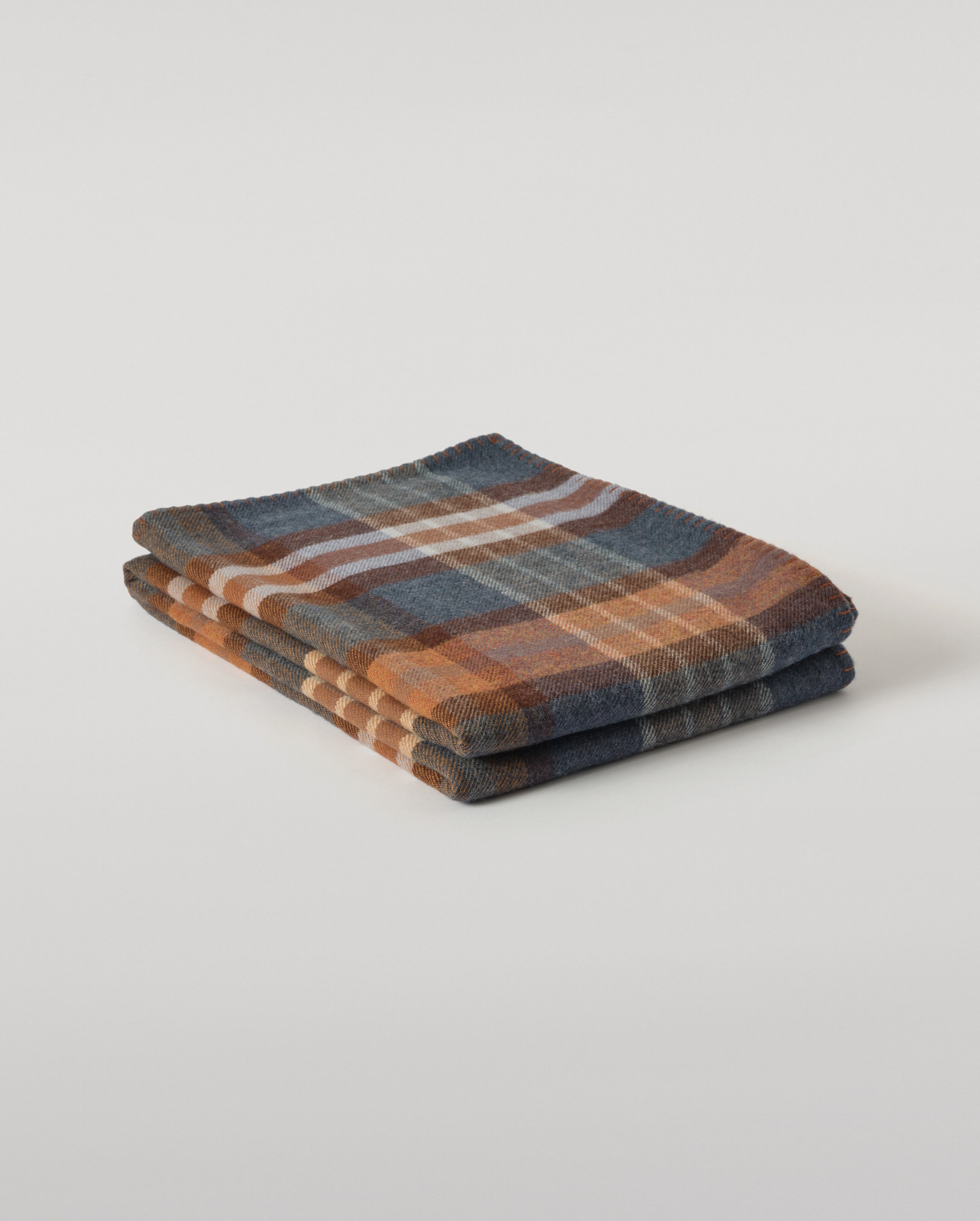 Double Face Blue & Brown Wool Throw