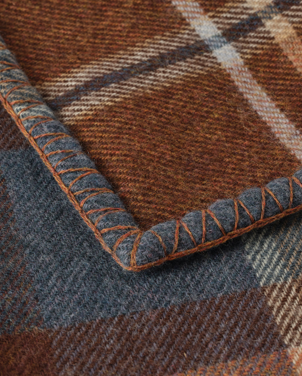 Double Face Blue & Brown Wool Throw