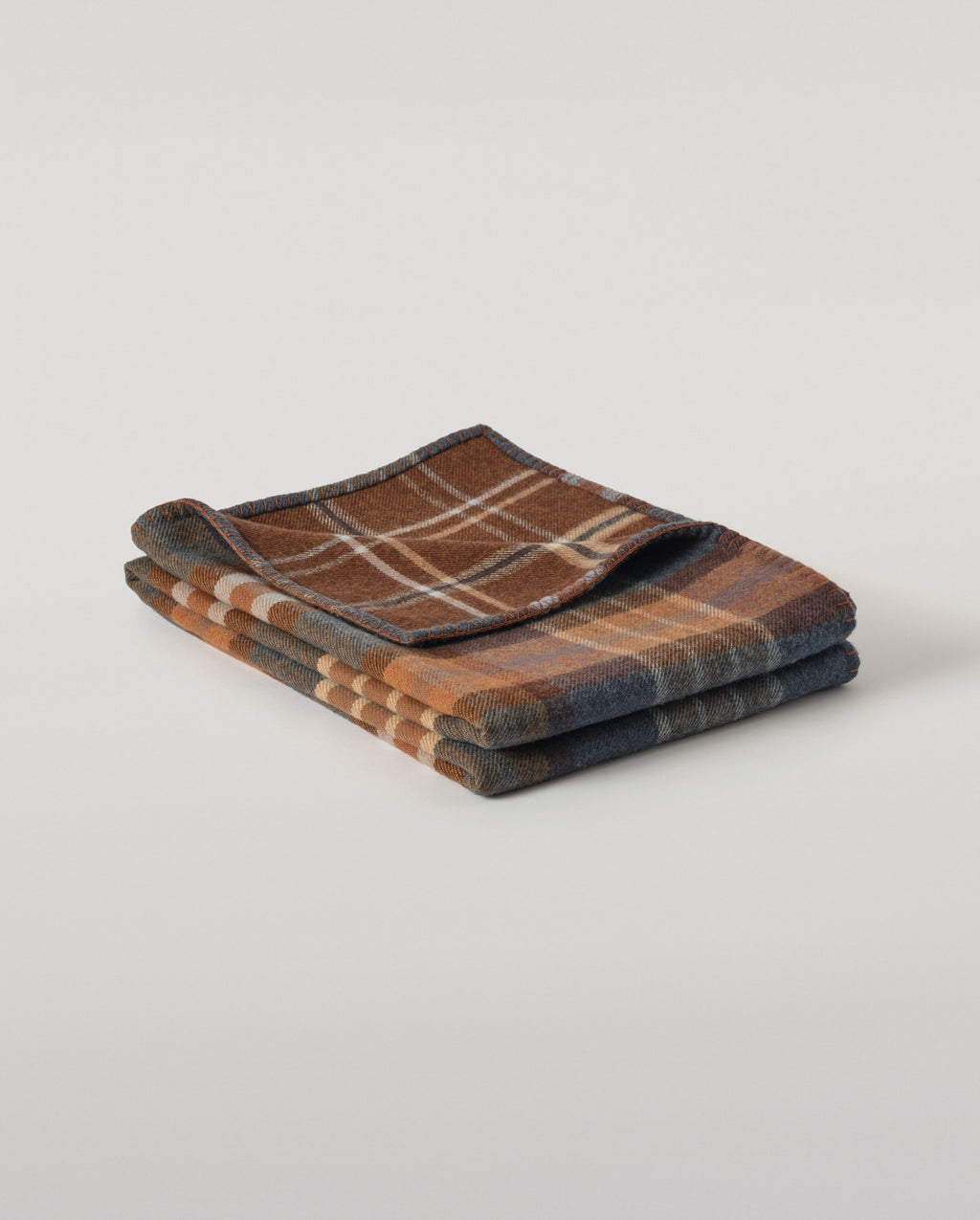 Double Face Blue & Brown Wool Throw