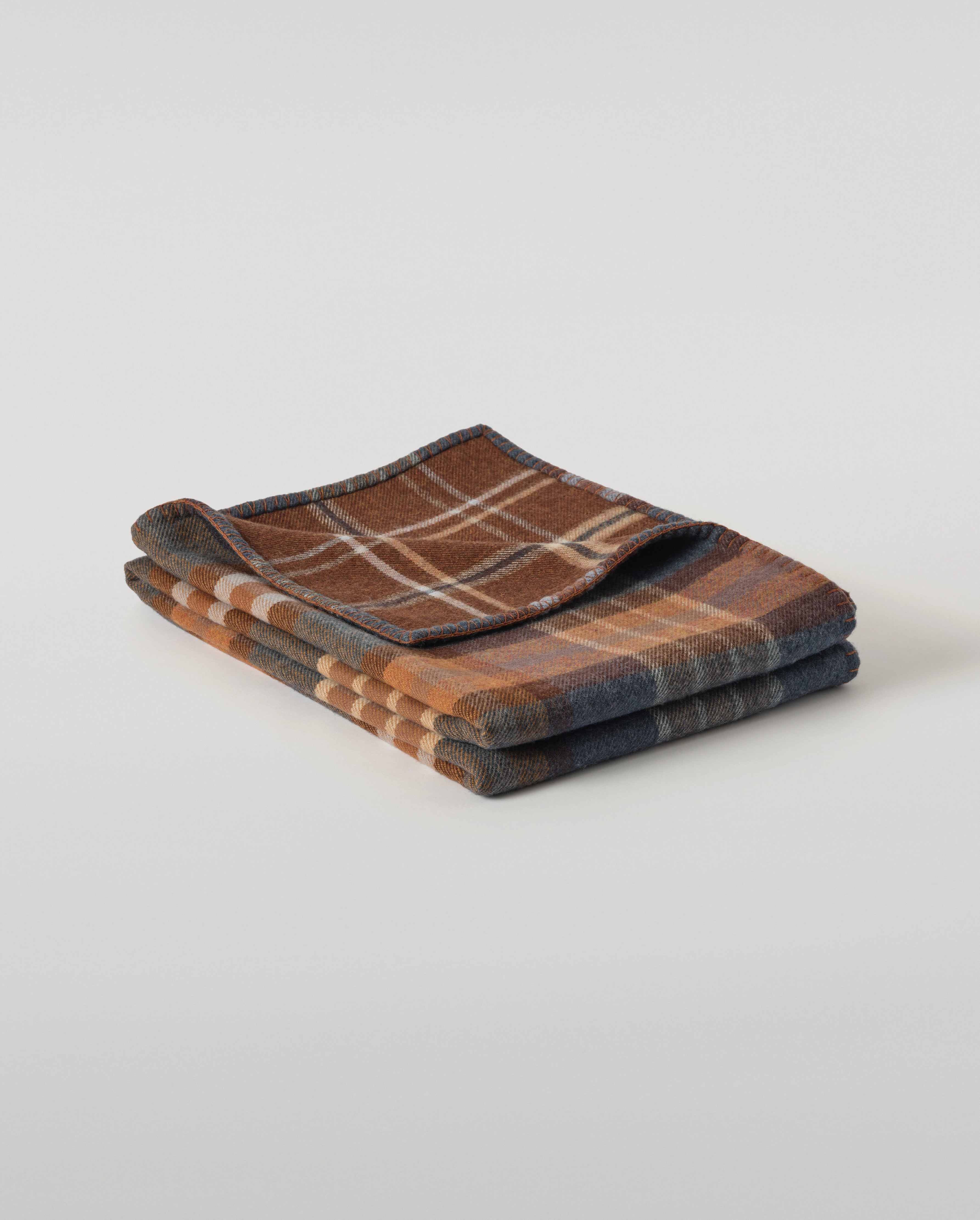 Double Face Blue & Brown Wool Throw