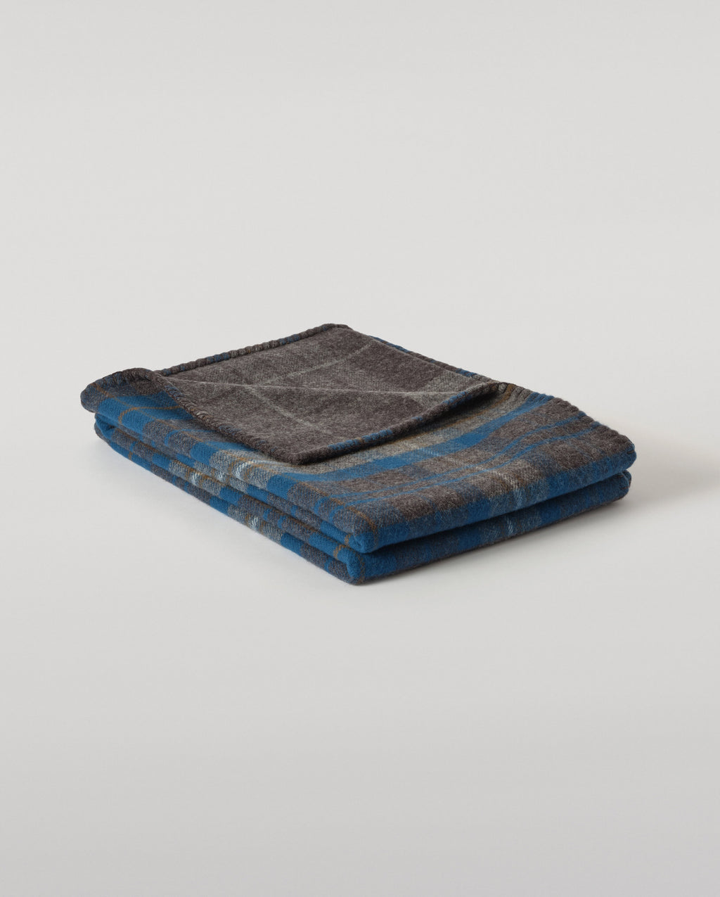 Double Face Blue & Grey Wool Throw