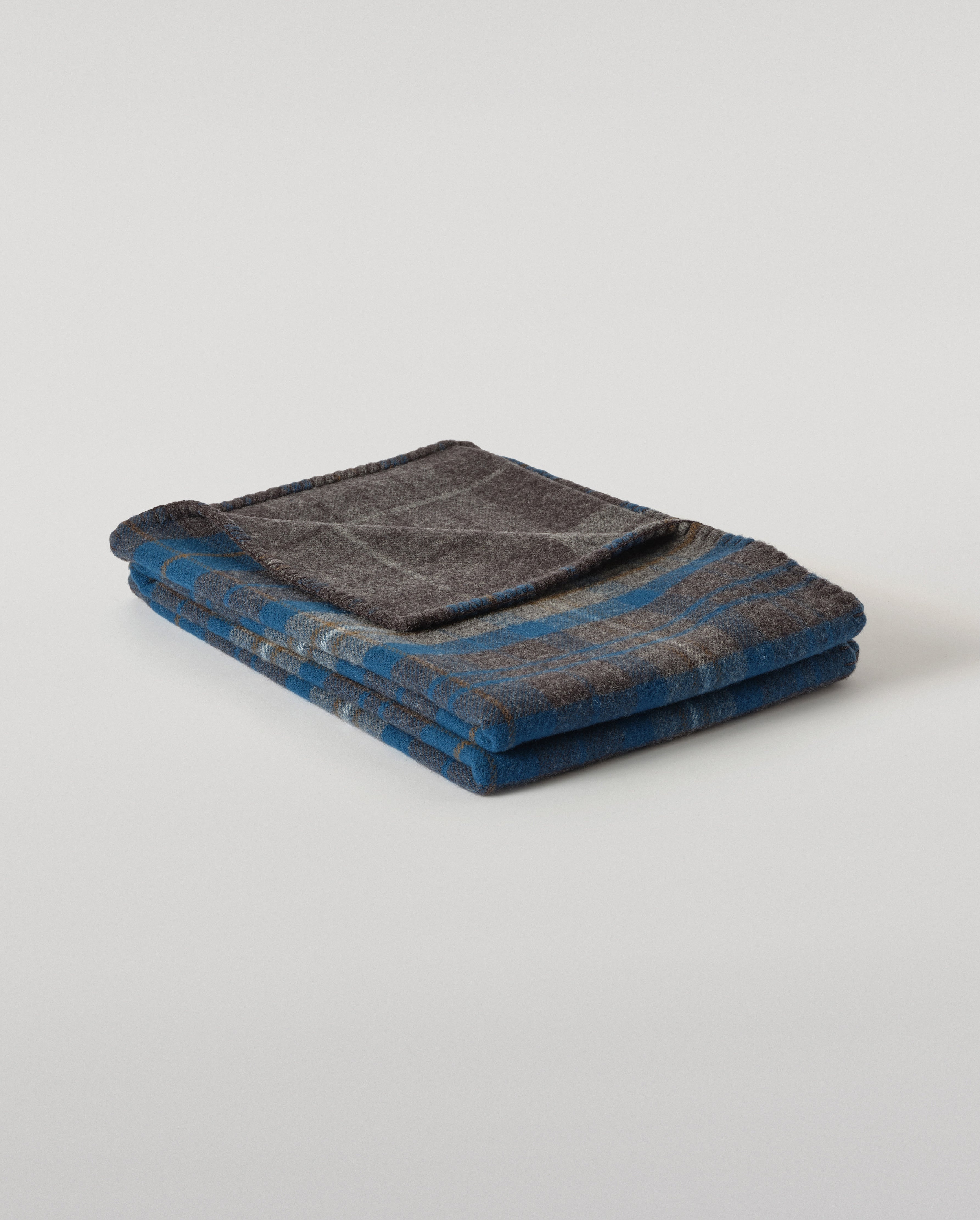 Double Face Blue & Grey Wool Throw