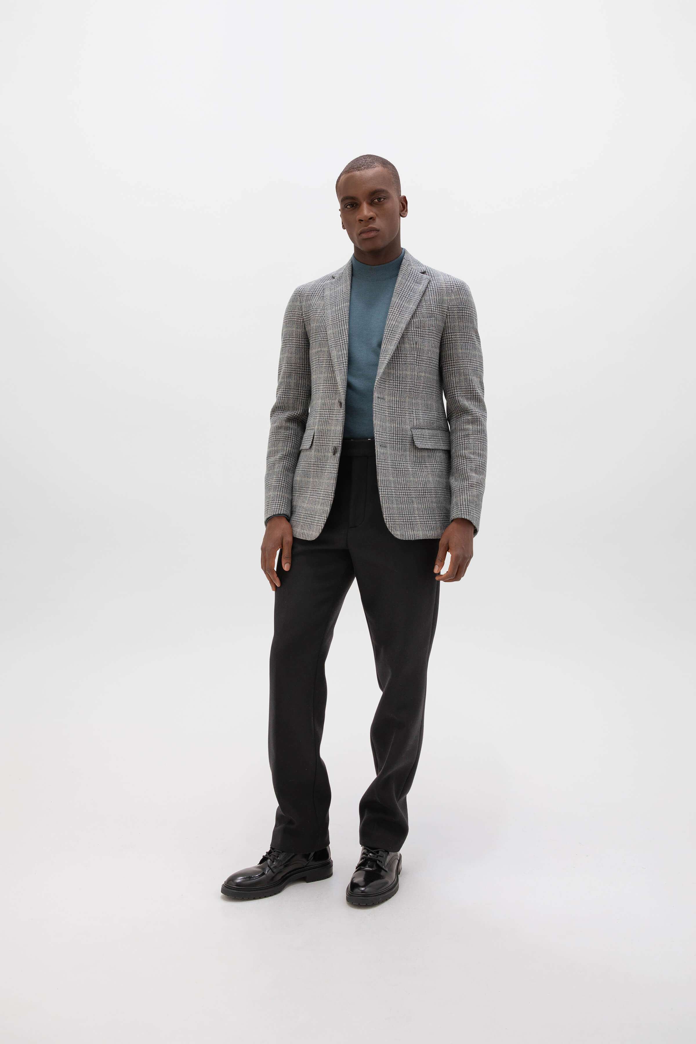 Mock Turtle Neck Blue Merino Jumper