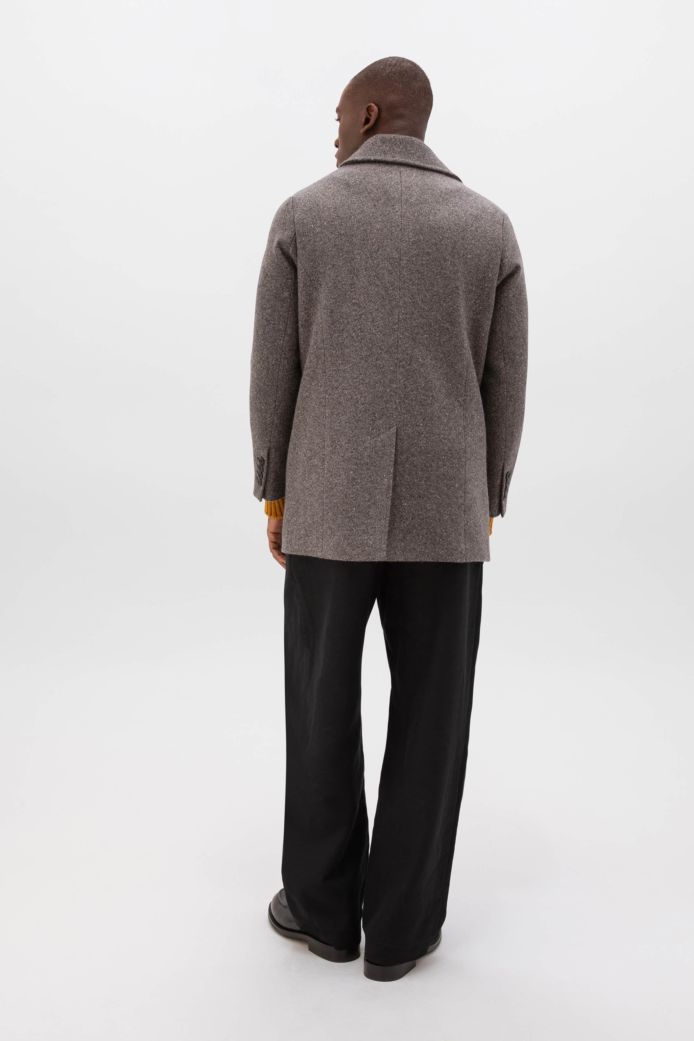 Charcoal Herringbone Pea Coat