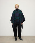 Reversible Light Black Watch Wool Check Cape