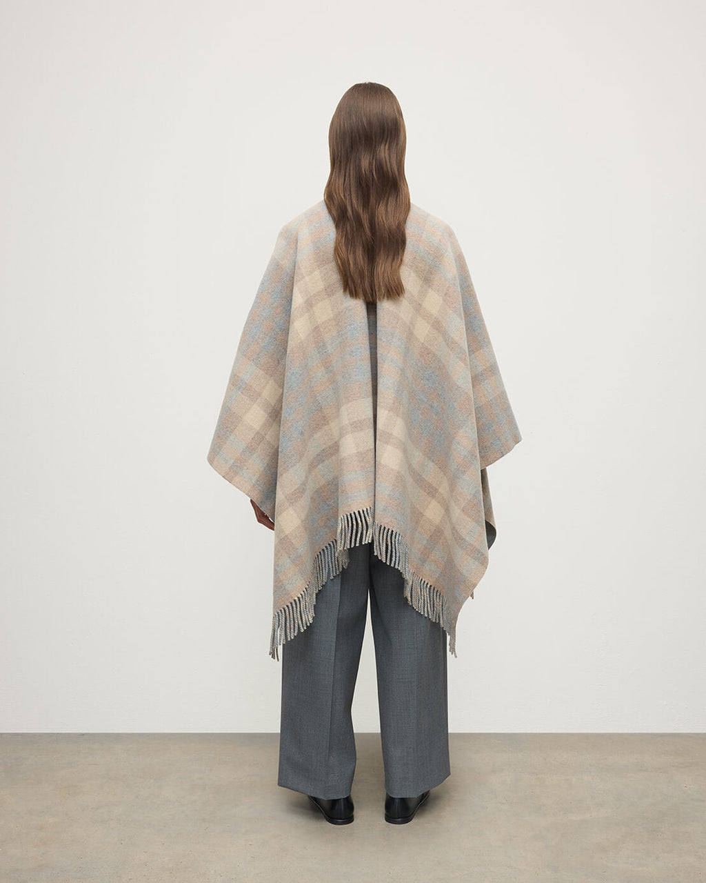 Reversible Natural Mackellar Wool Check Cape