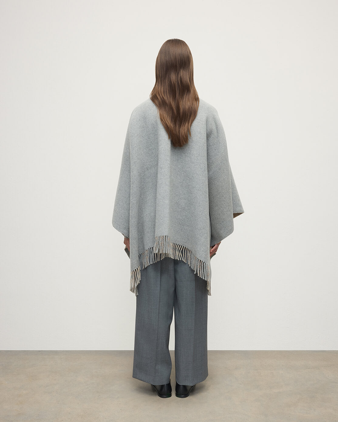 Reversible Natural Mackellar Wool Check Cape