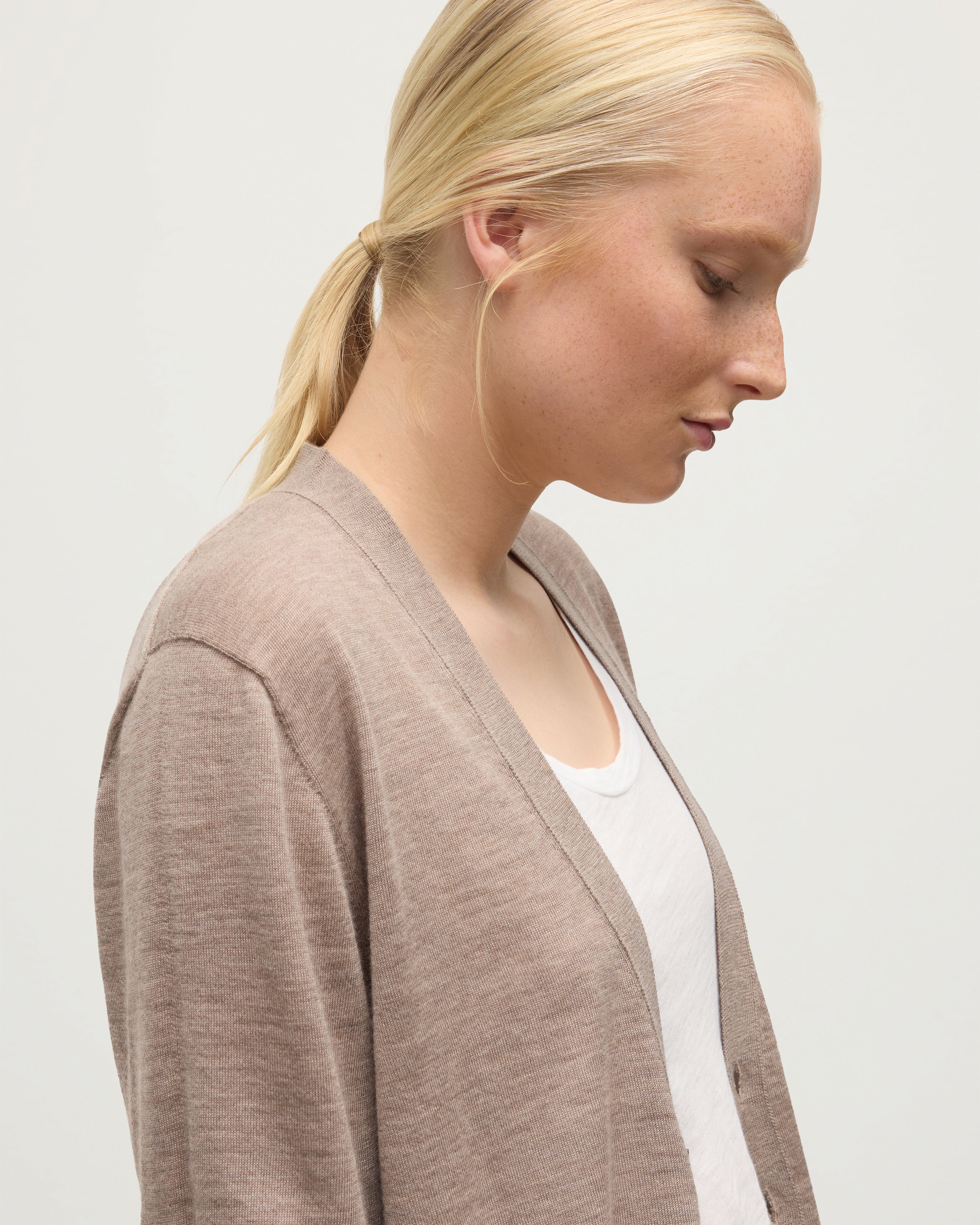 Forsyth Light Brown Superfine Cashmere Cardigan