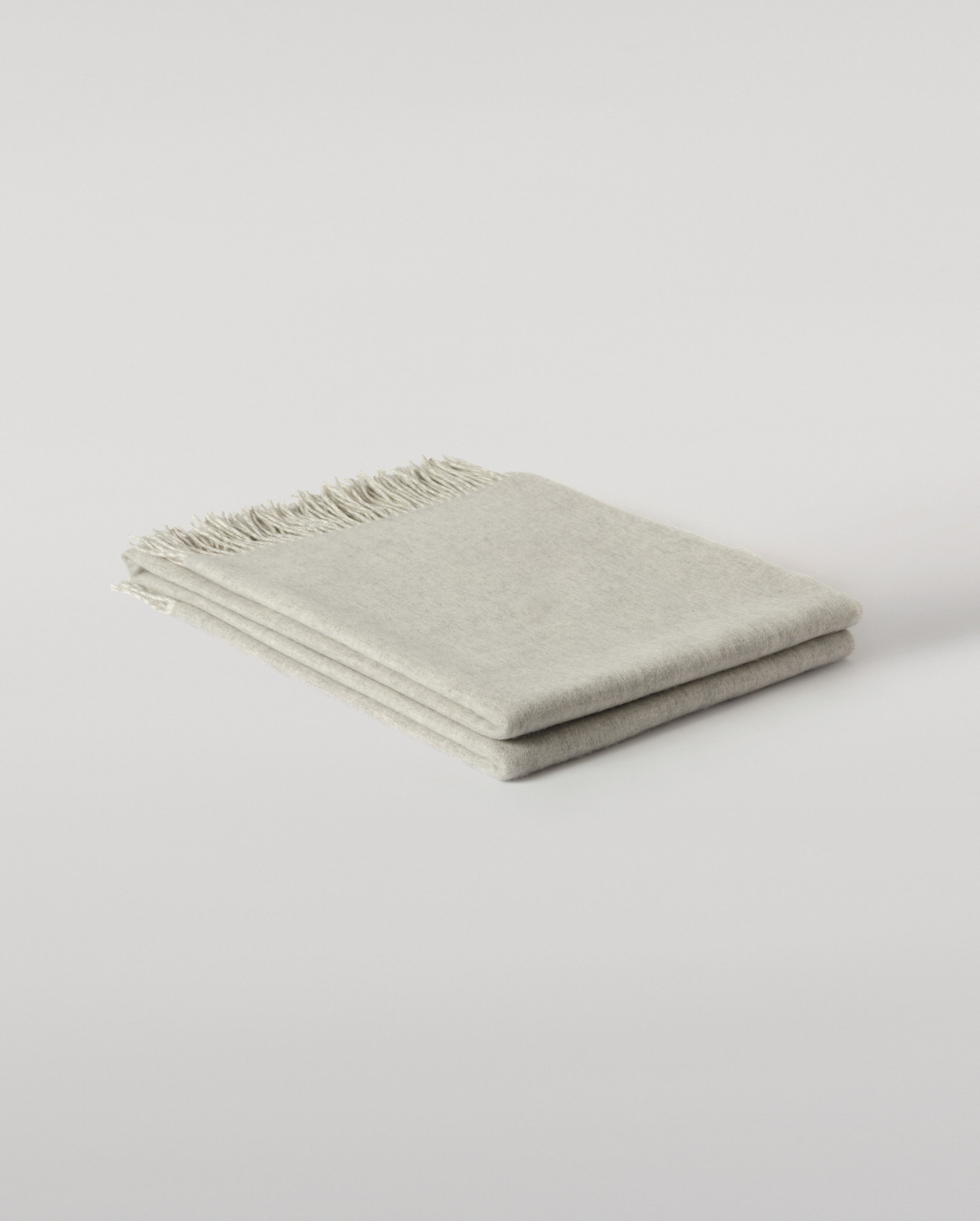 Reversible Light Grey & White Cashmere Throw