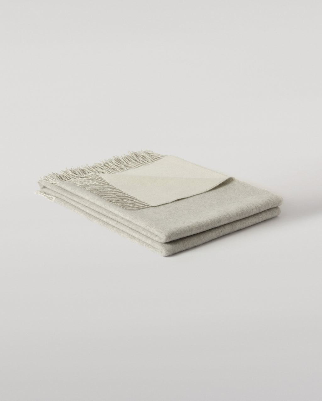 Reversible Light Grey & White Cashmere Throw