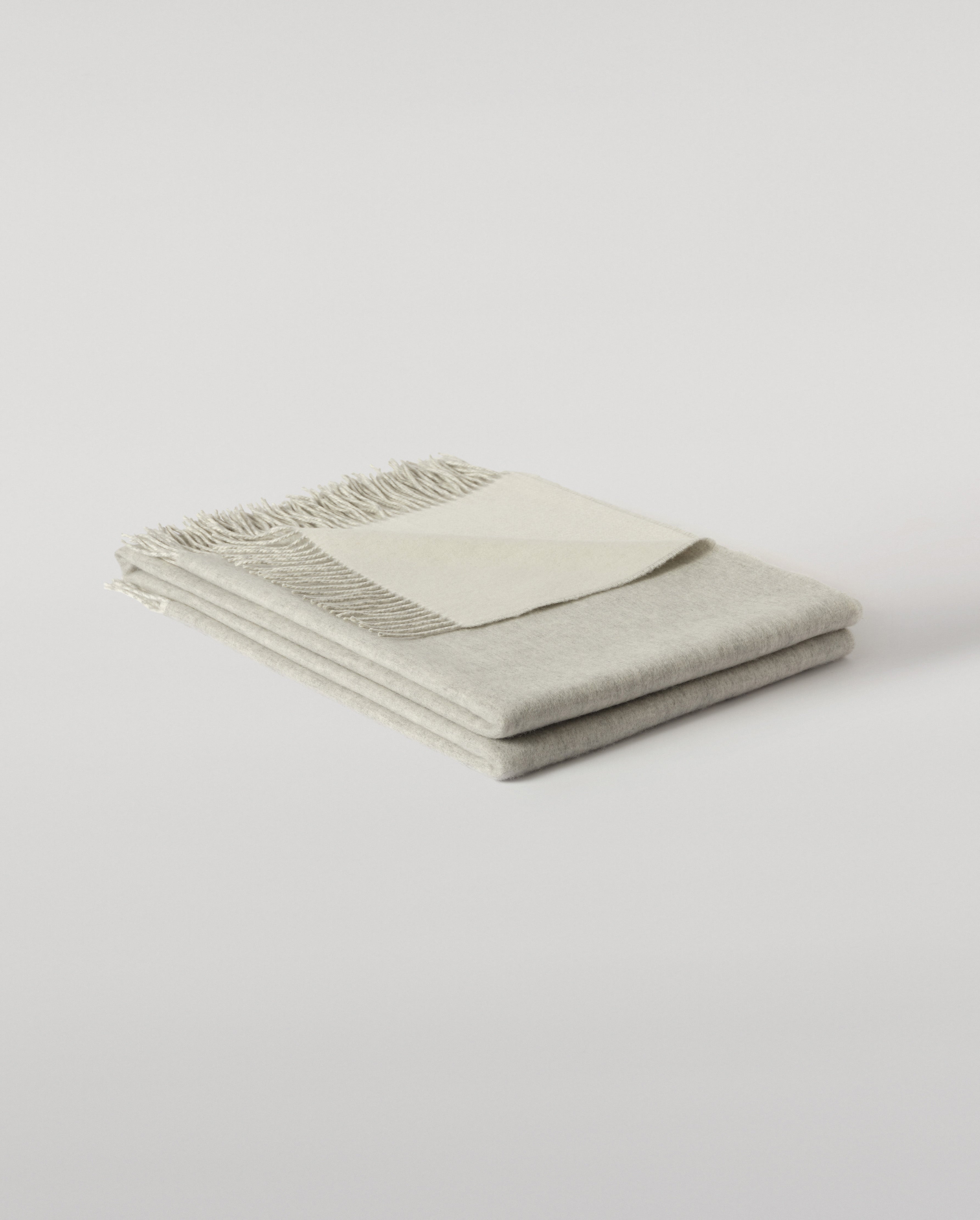 Reversible Light Grey & White Cashmere Throw