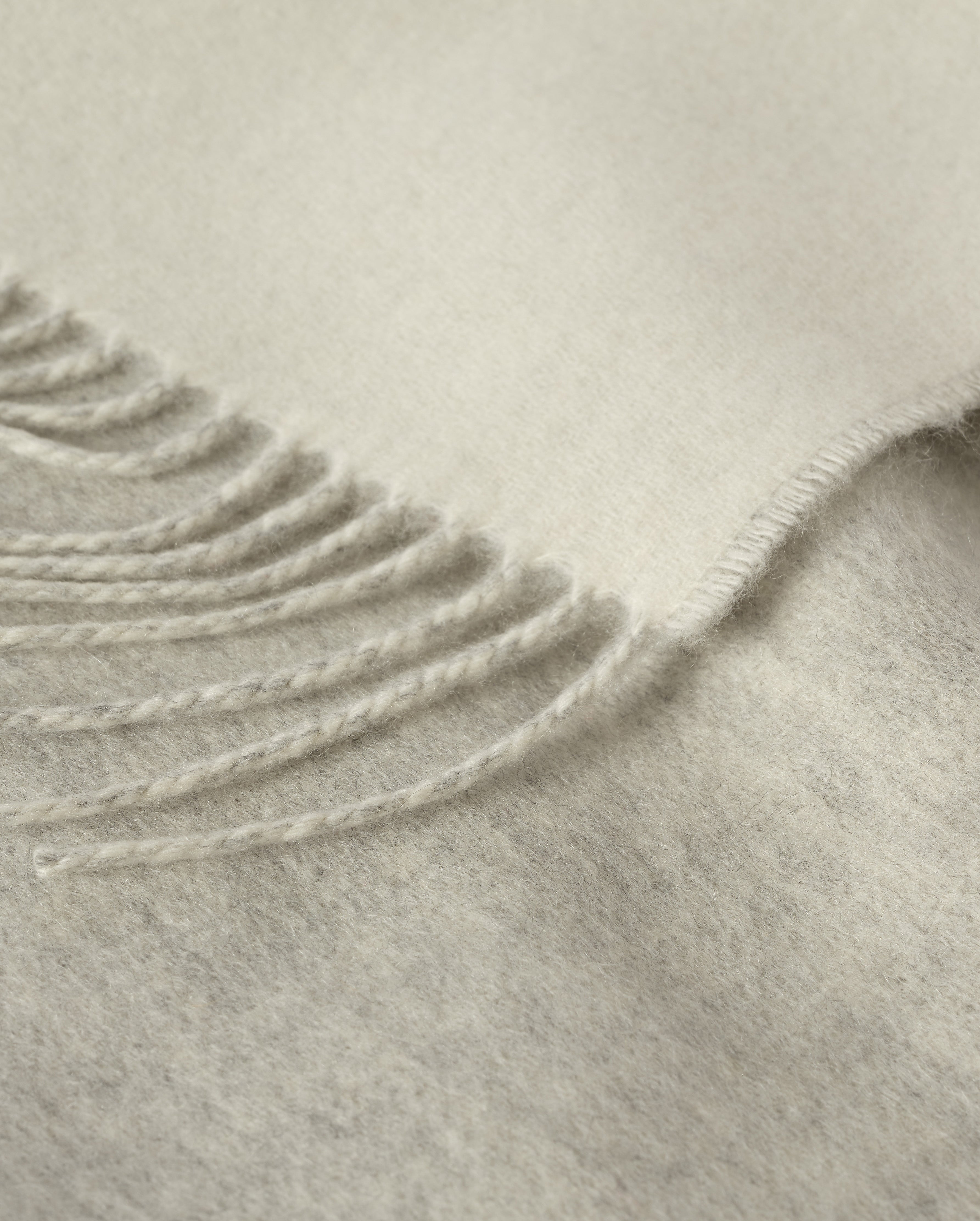 Reversible Light Grey & White Cashmere Throw