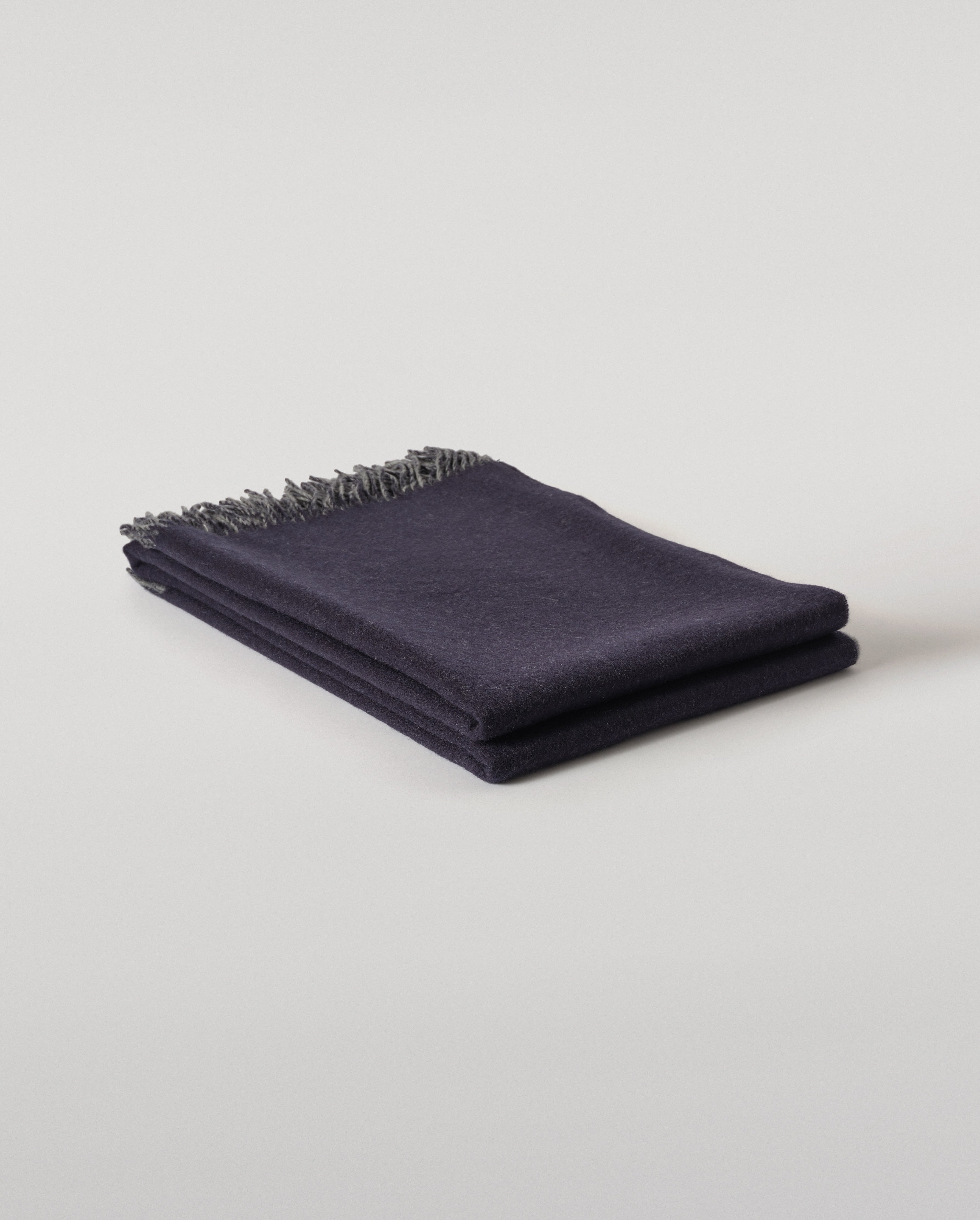 Reversible Navy & Light Grey Cashmere Throw