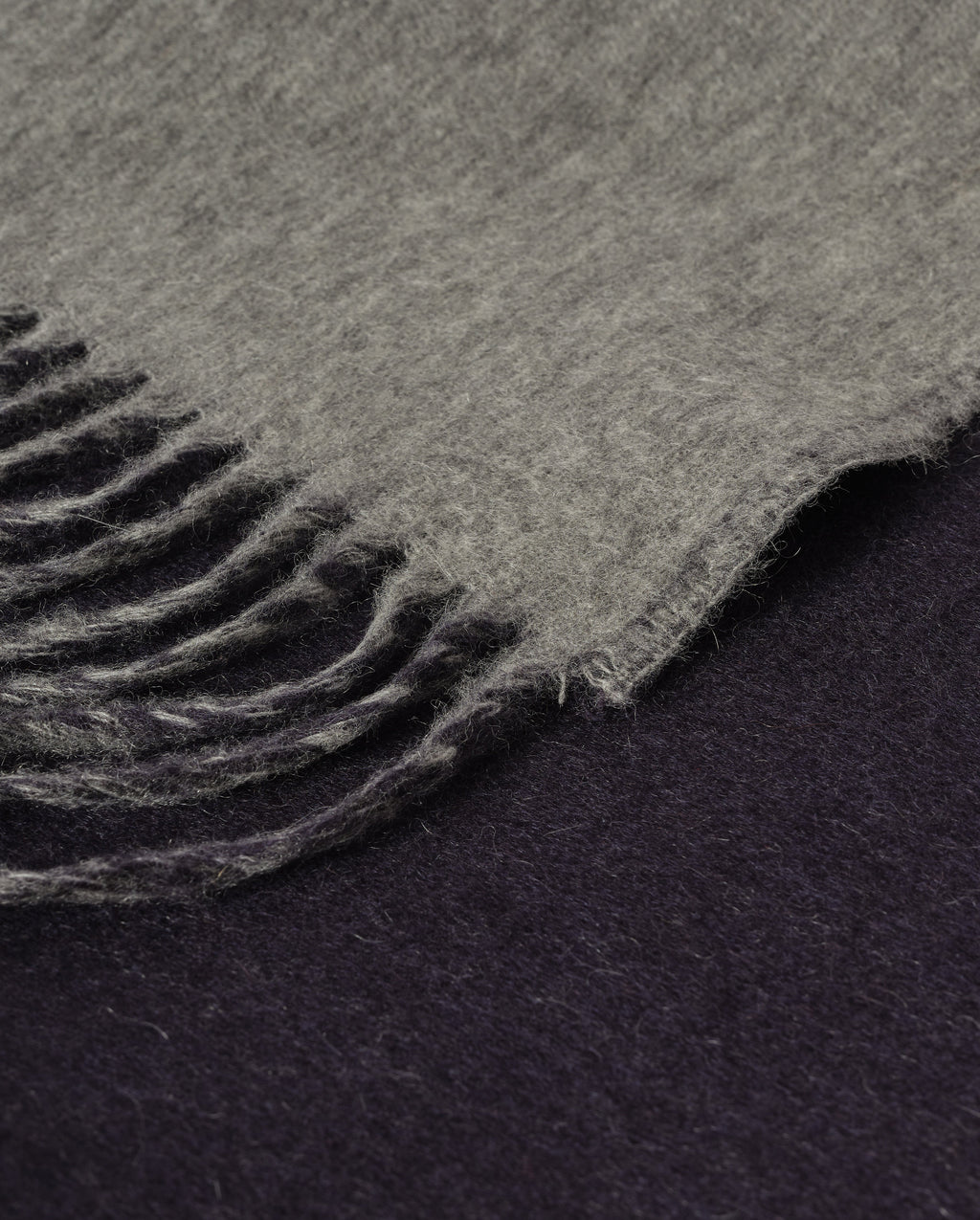Reversible Navy & Light Grey Cashmere Throw