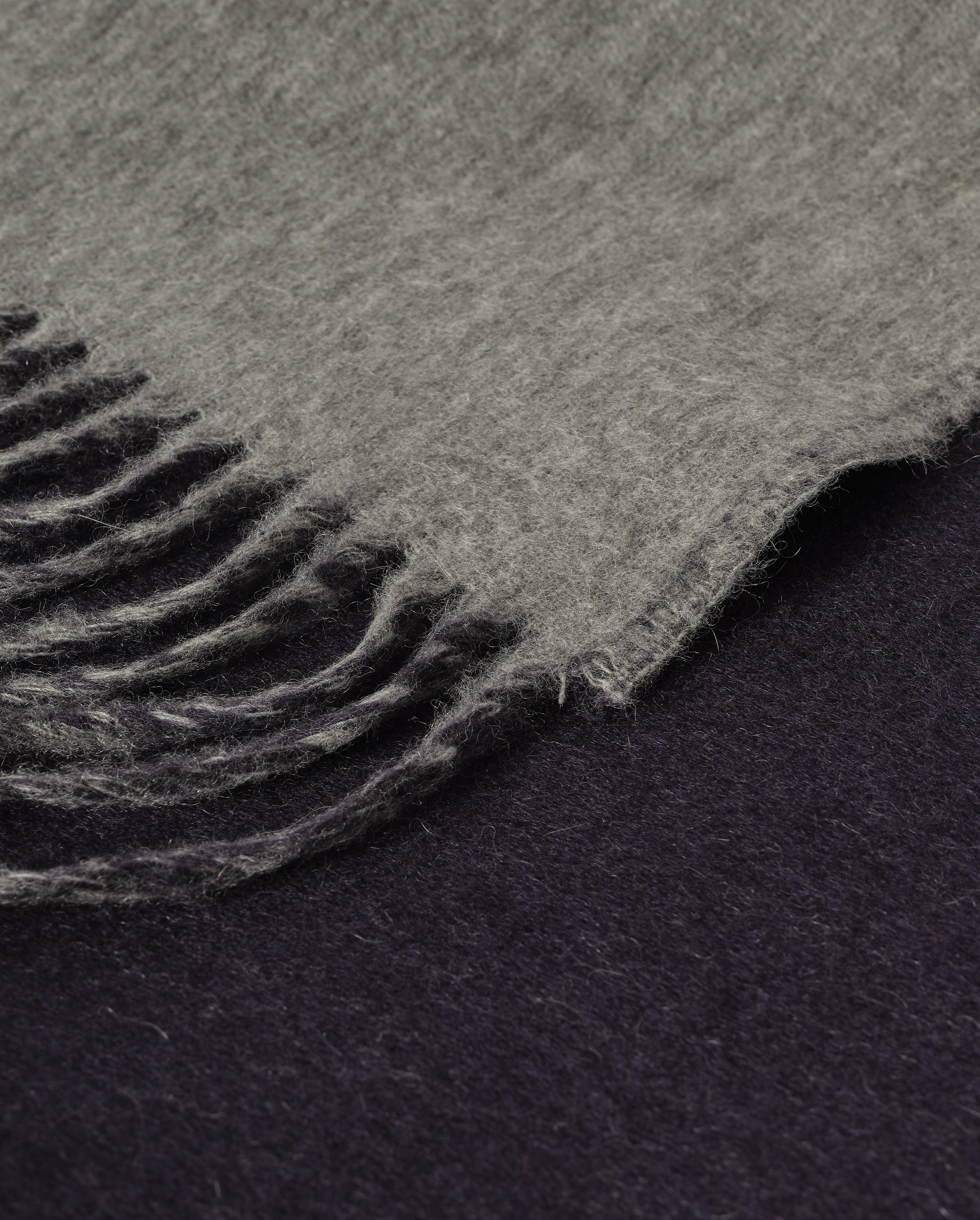 Reversible Navy & Light Grey Cashmere Throw