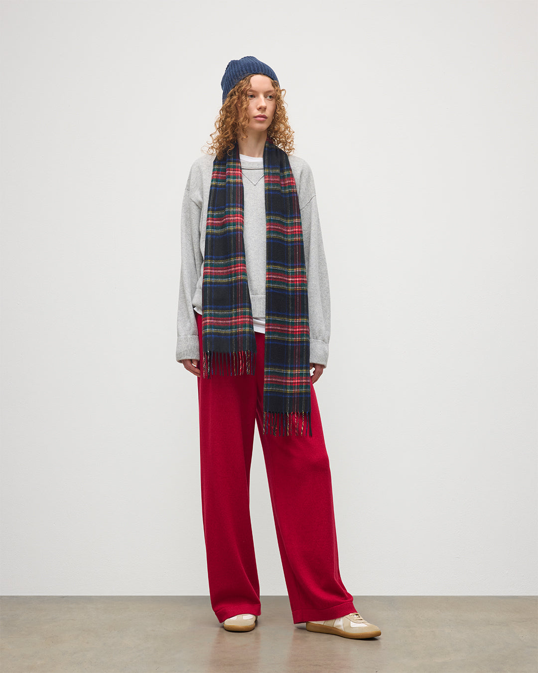Black Stewart Tartan Cashmere Scarf