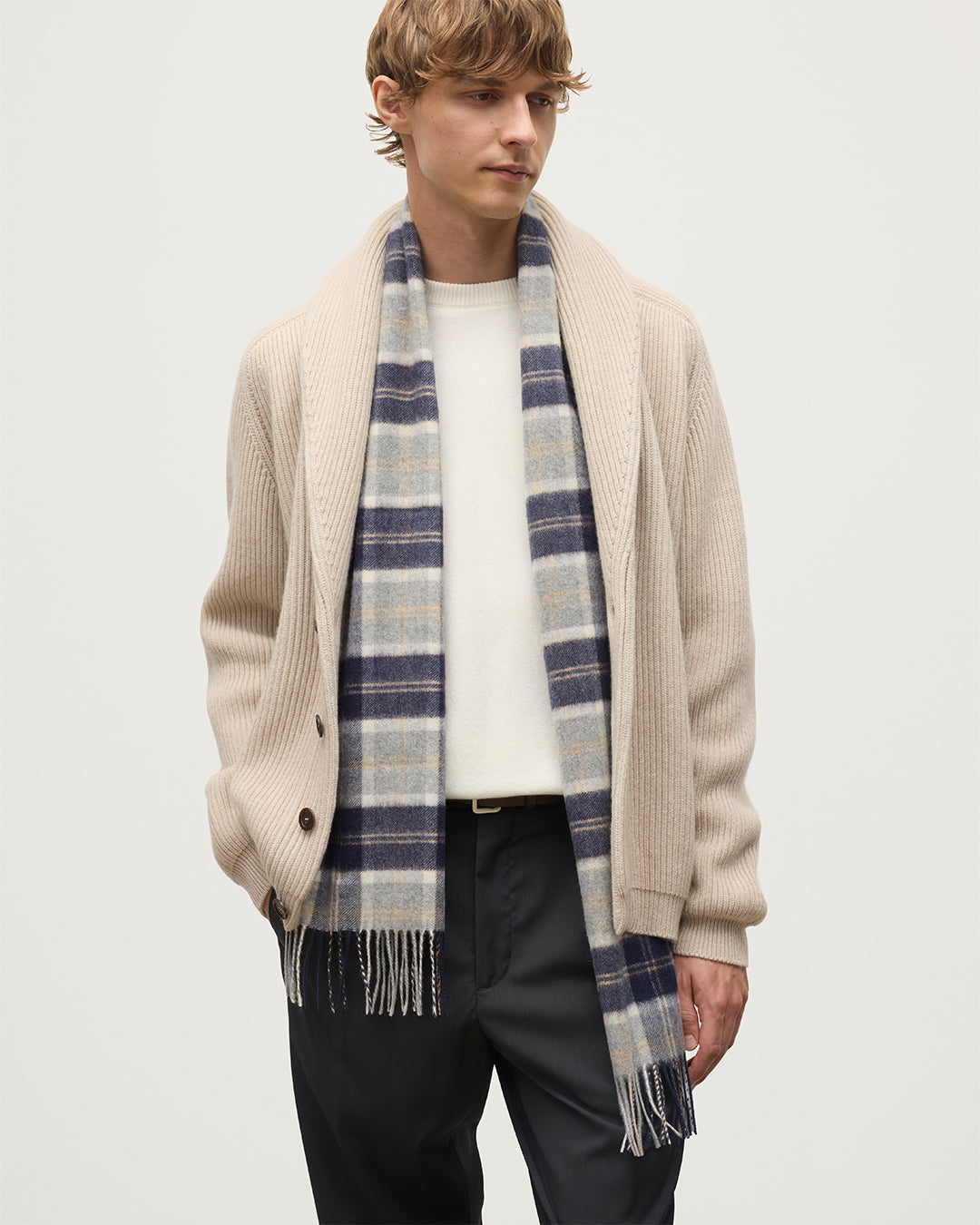 Silver Bannockbane Tartan Cashmere Scarf
