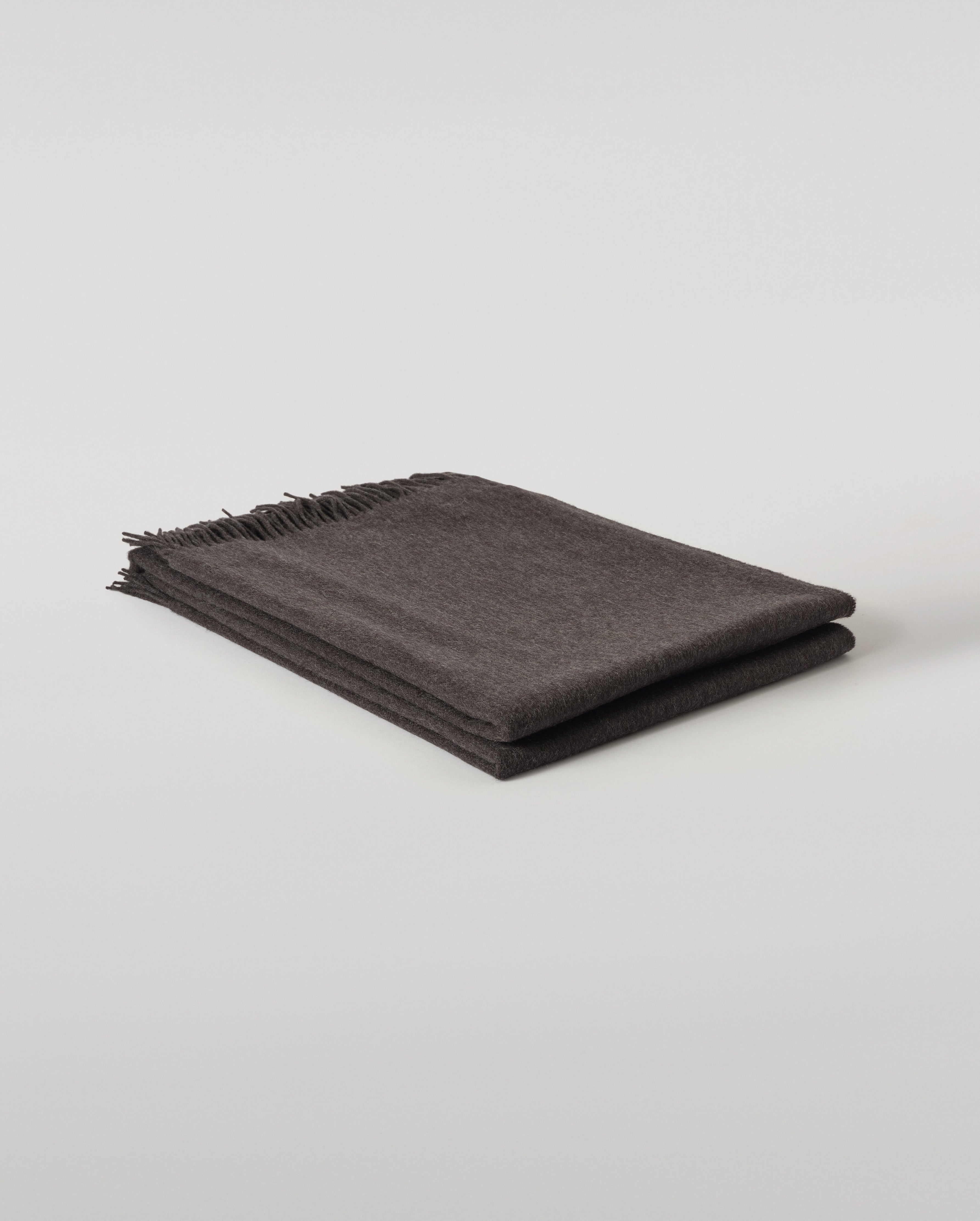 Plain Charcoal Cashmere Throw
