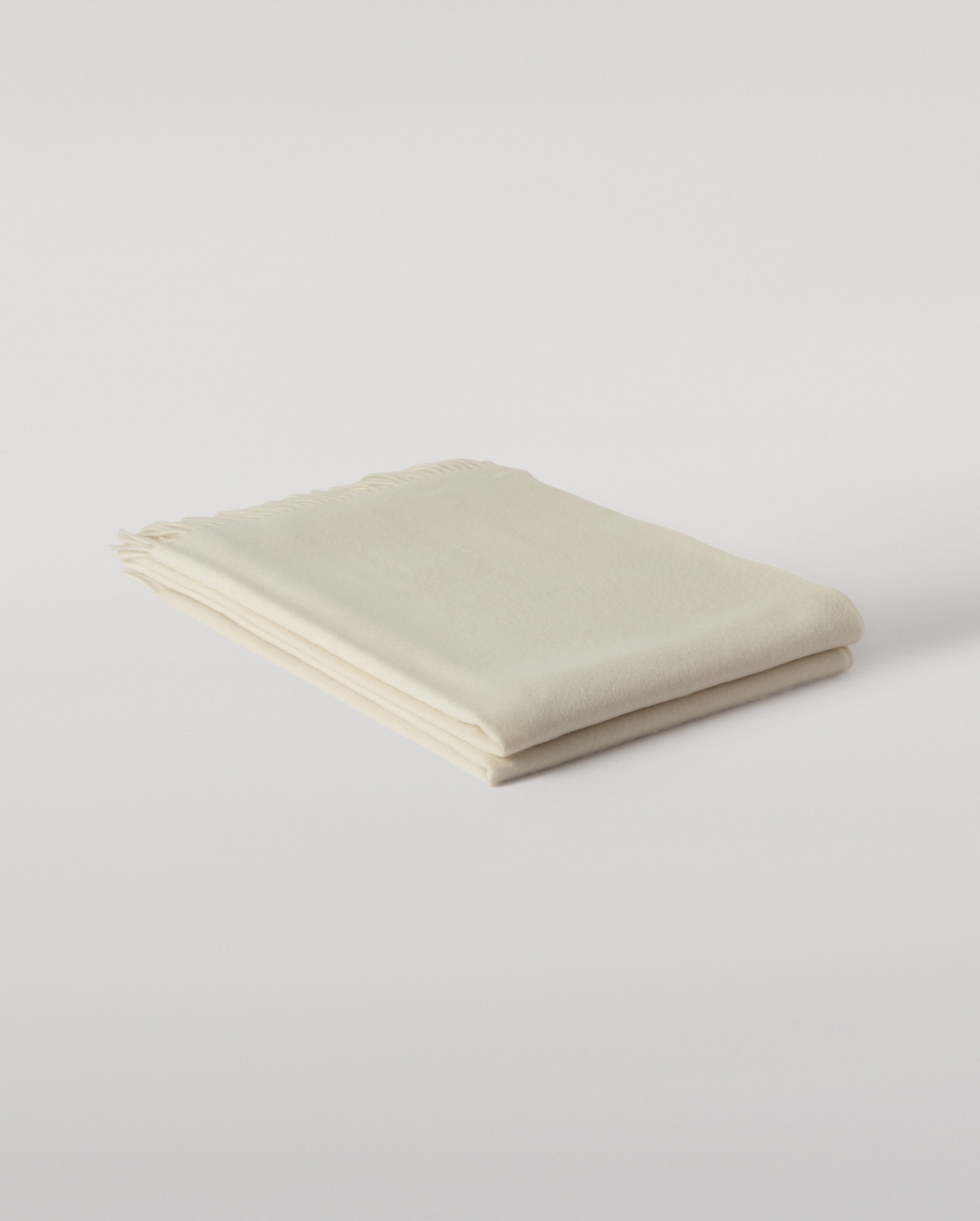 Plain White Cashmere Throw