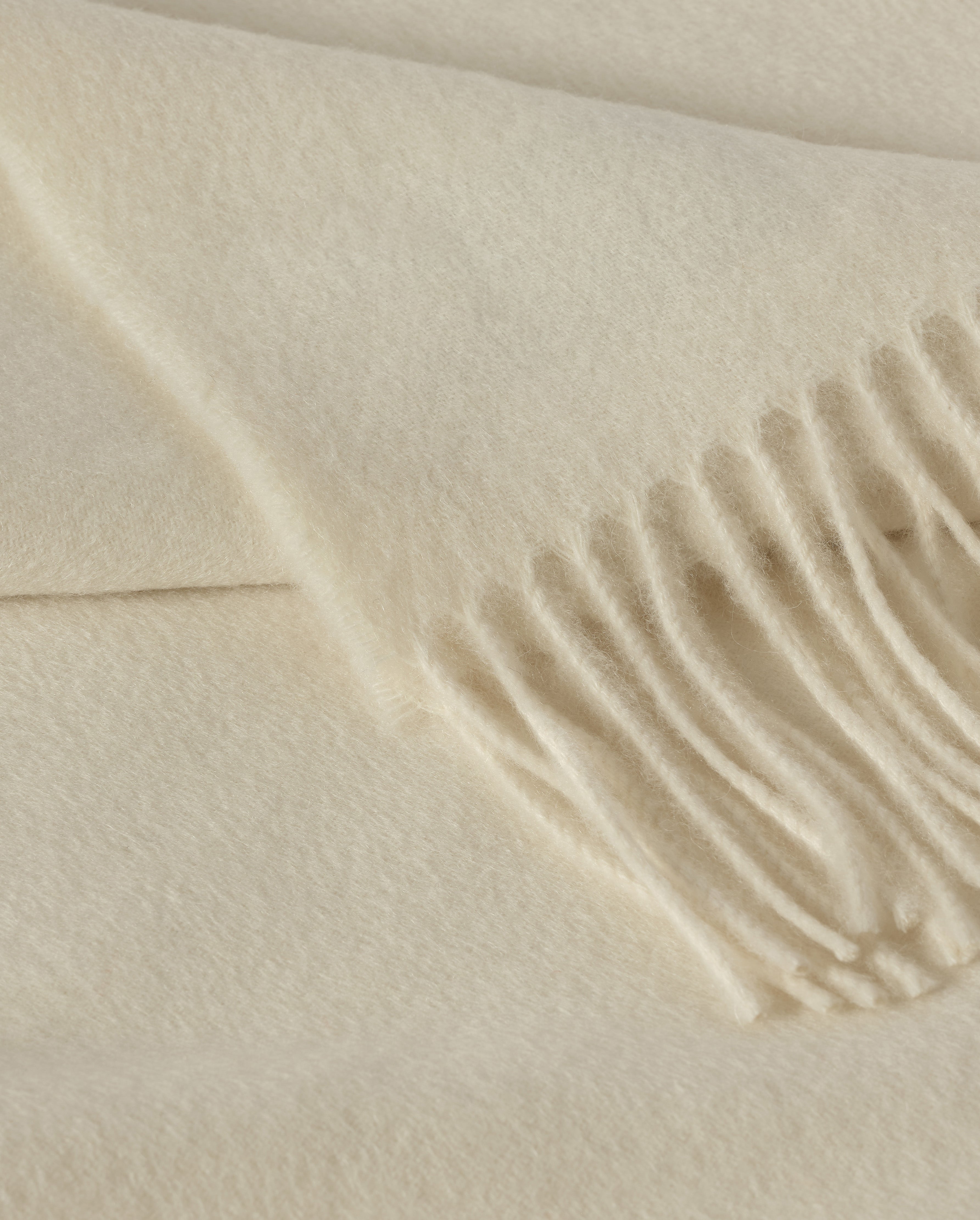 Plain White Cashmere Throw