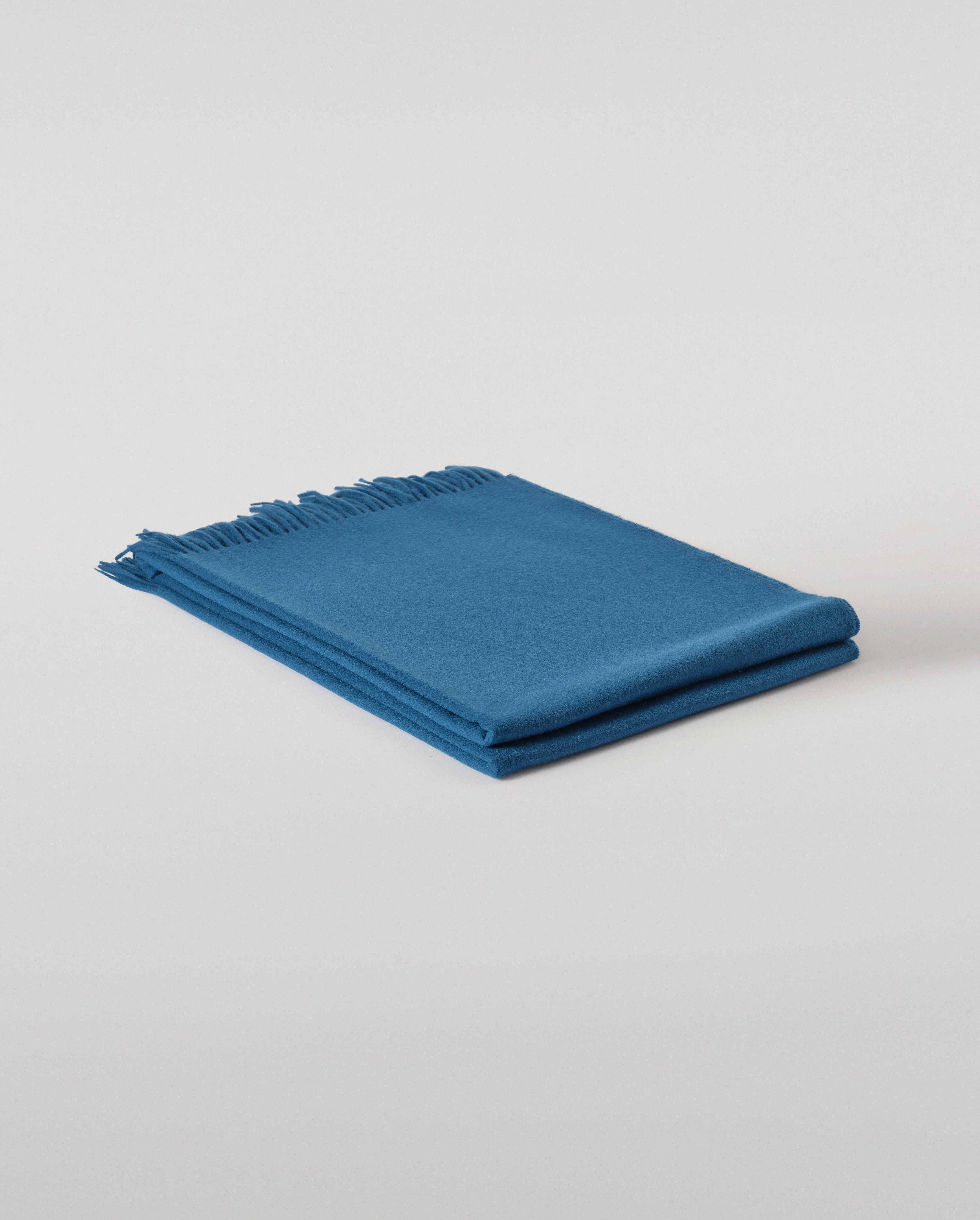 Plain Blue Cashmere Throw