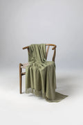Plain Cashmere Throw in Fern Green