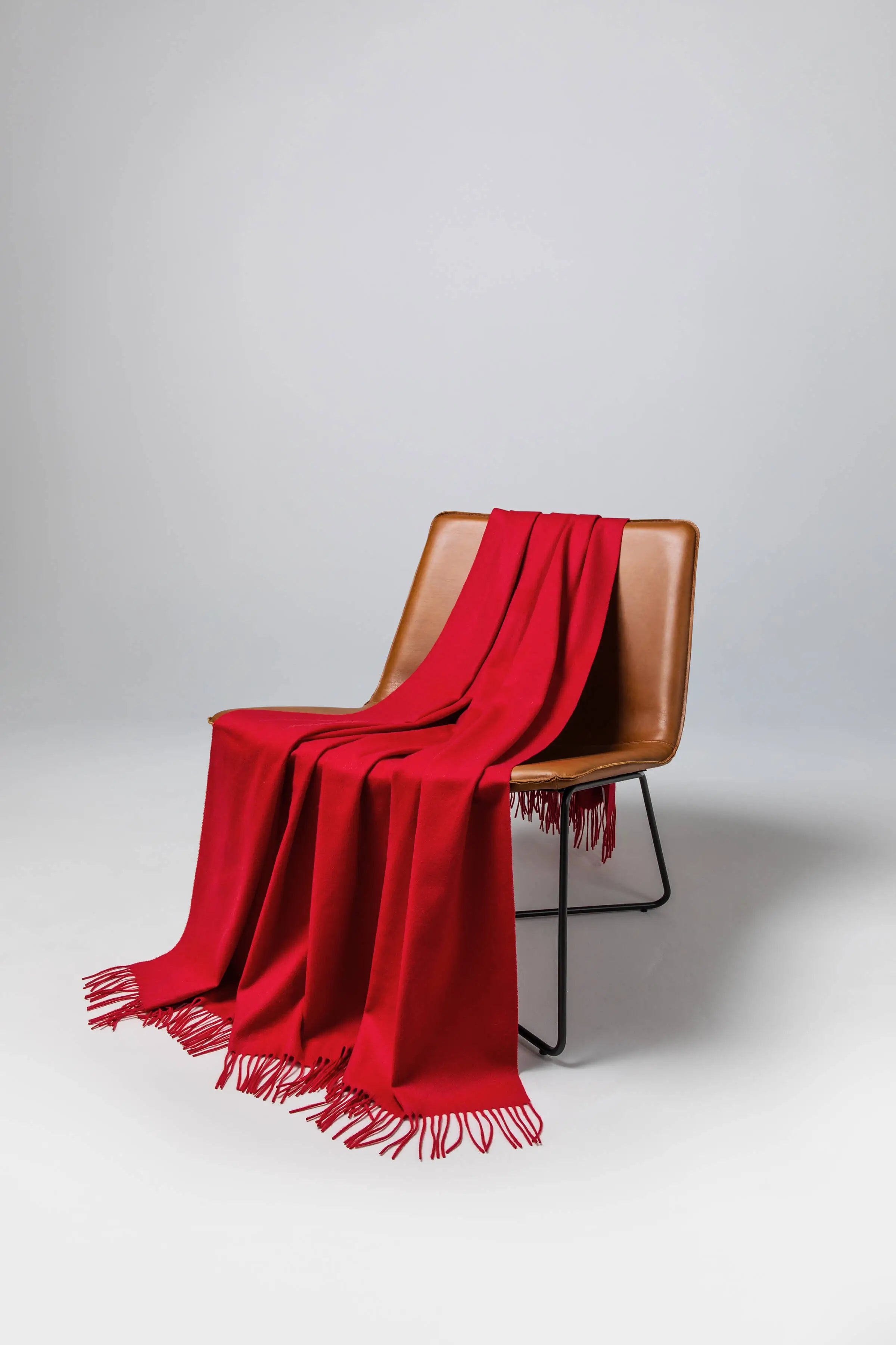 Plain Cashmere Throw in Classic Red