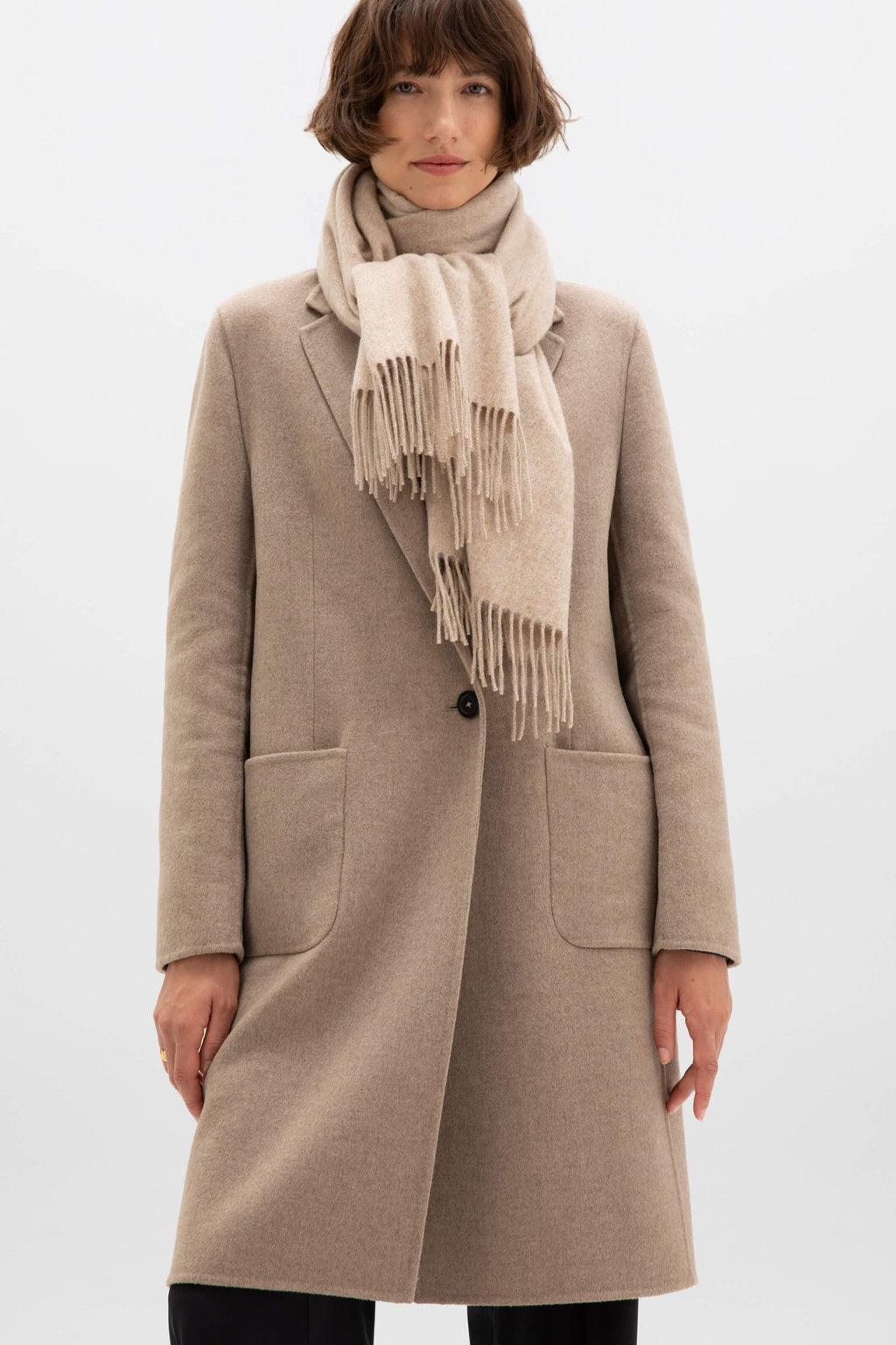 Classic Light Brown Cashmere Coat