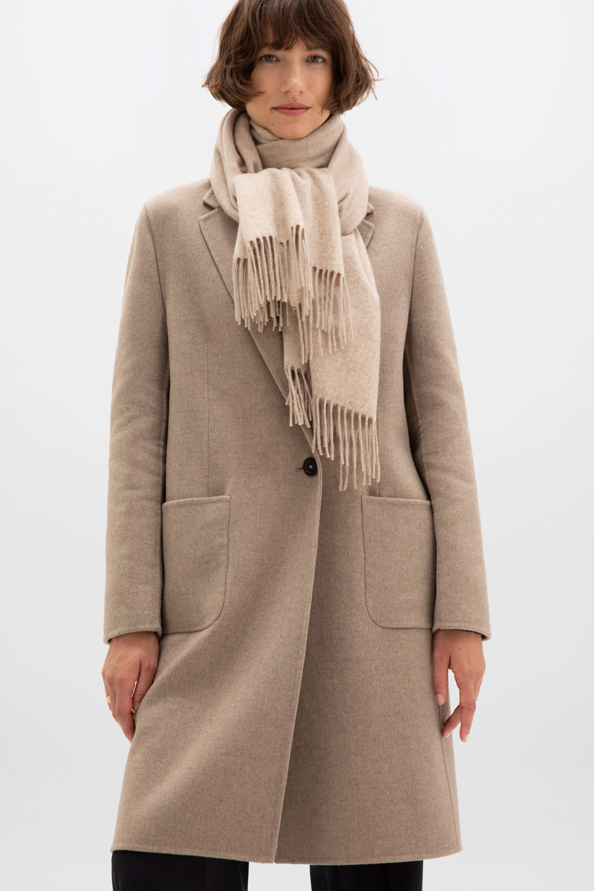 Classic Light Brown Cashmere Coat