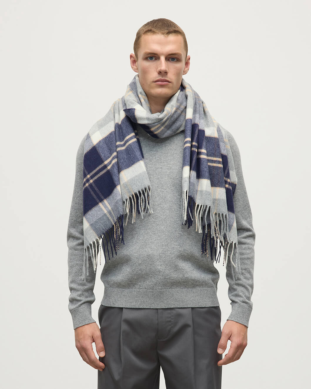 Silver Bannockbane Tartan Cashmere Stole