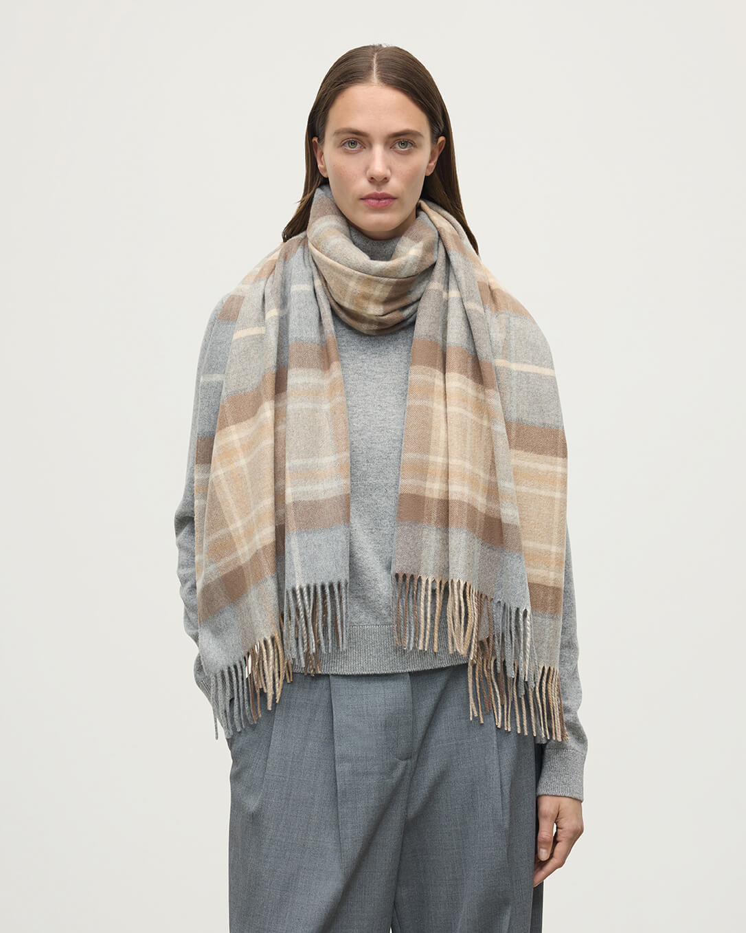 Natural MacKellar Tartan Cashmere Stole