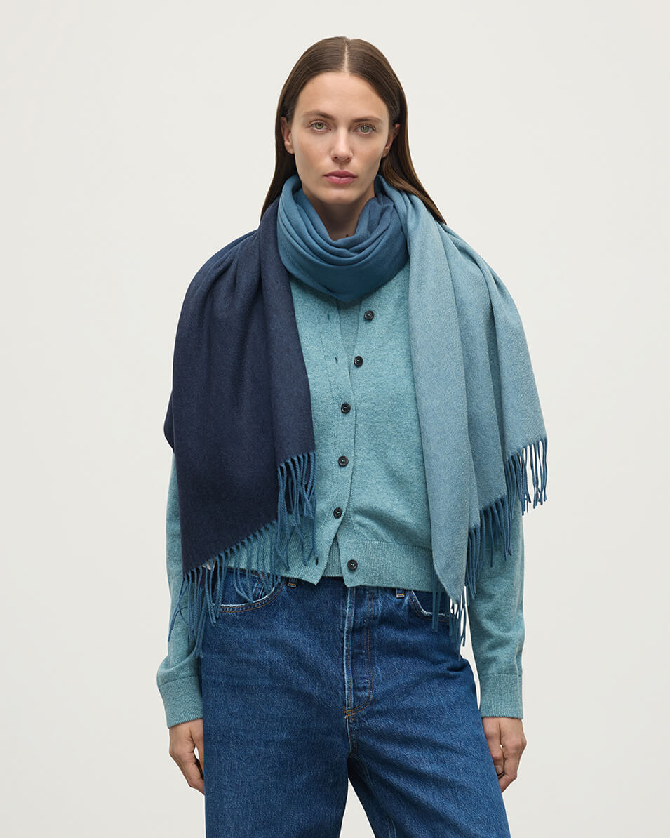 Blue Ombré Cashmere Stole
