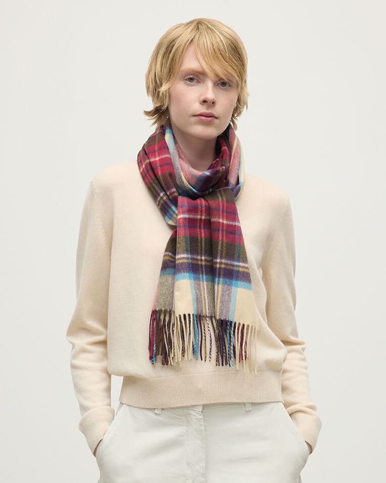 Wide Hessian Dress Stewart Tartan Cashmere Scarf